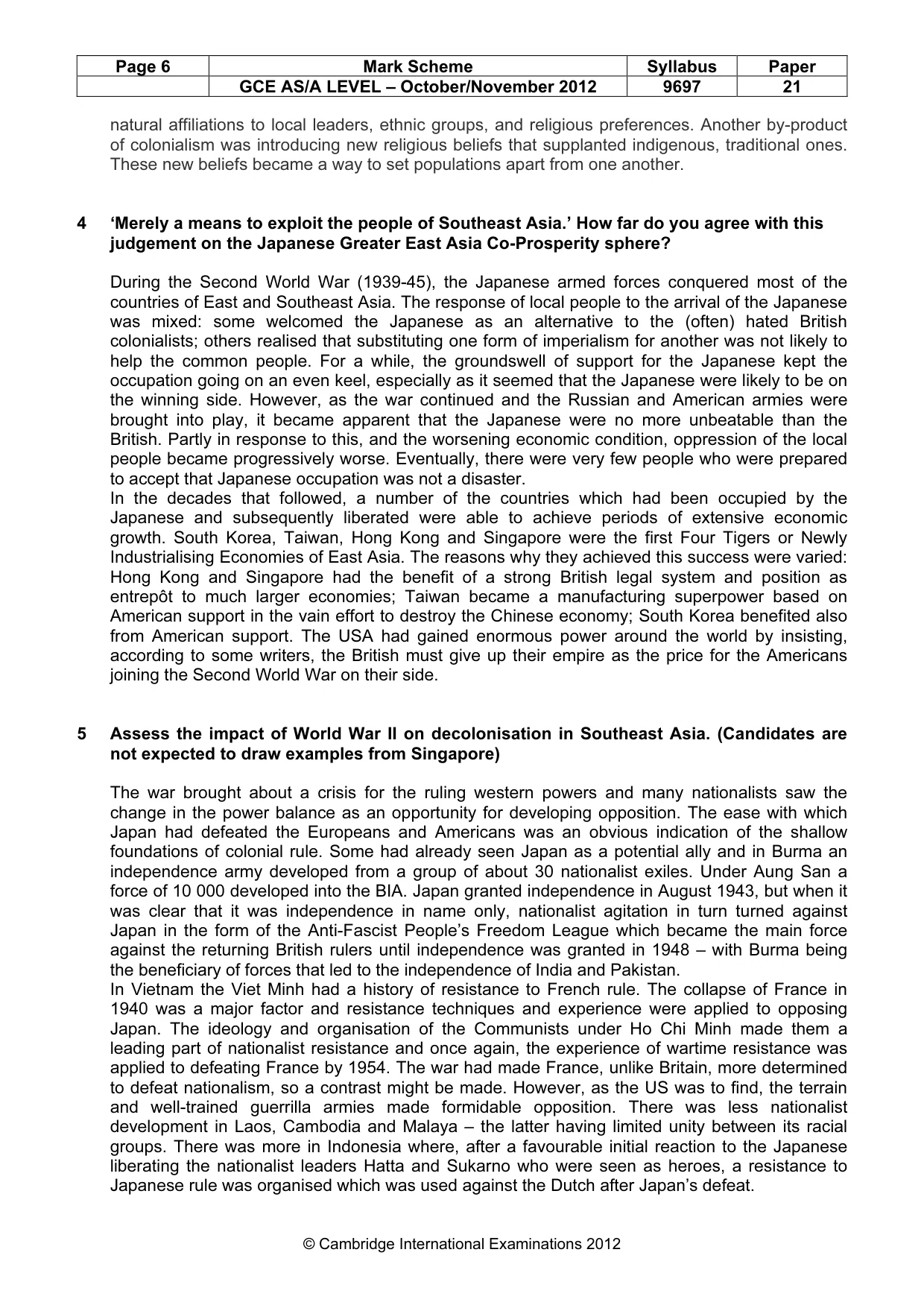 Mark scheme, page 6 of 8