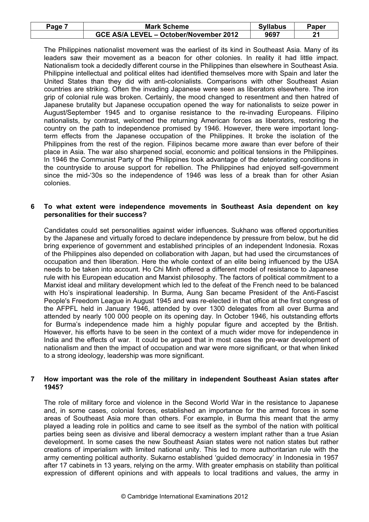 Mark scheme, page 7 of 8