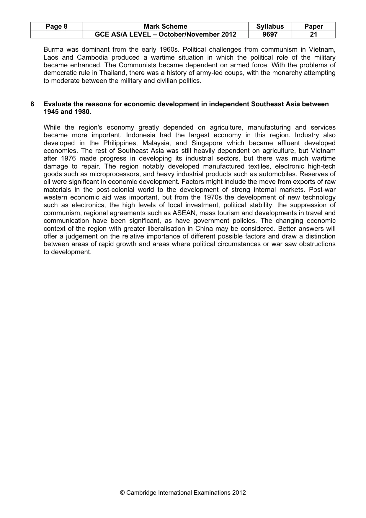 Mark scheme, page 8 of 8