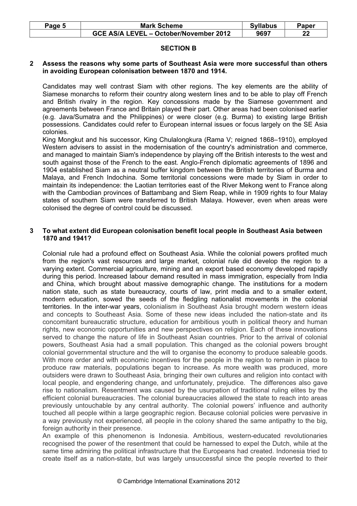 Mark scheme, page 5 of 8