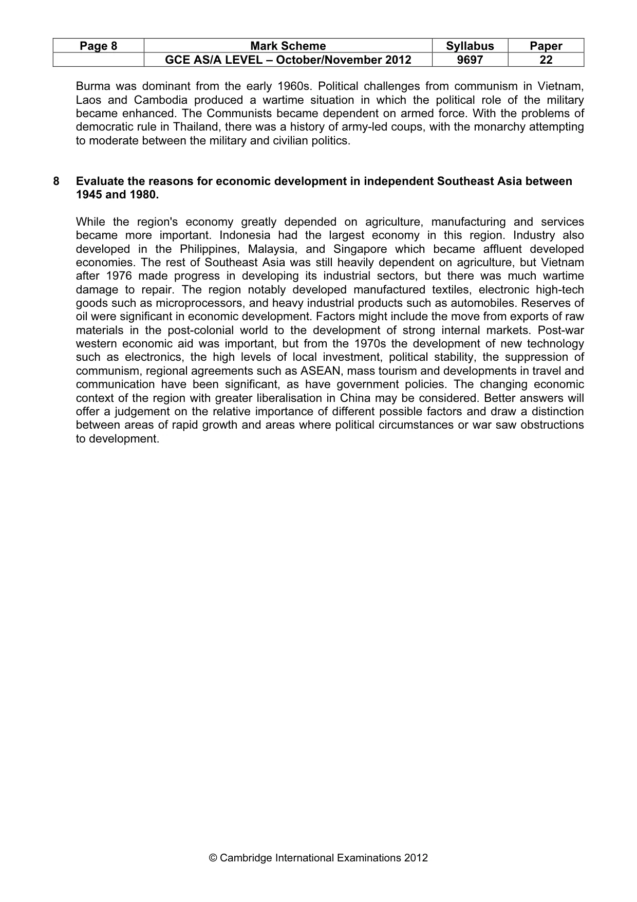 Mark scheme, page 8 of 8