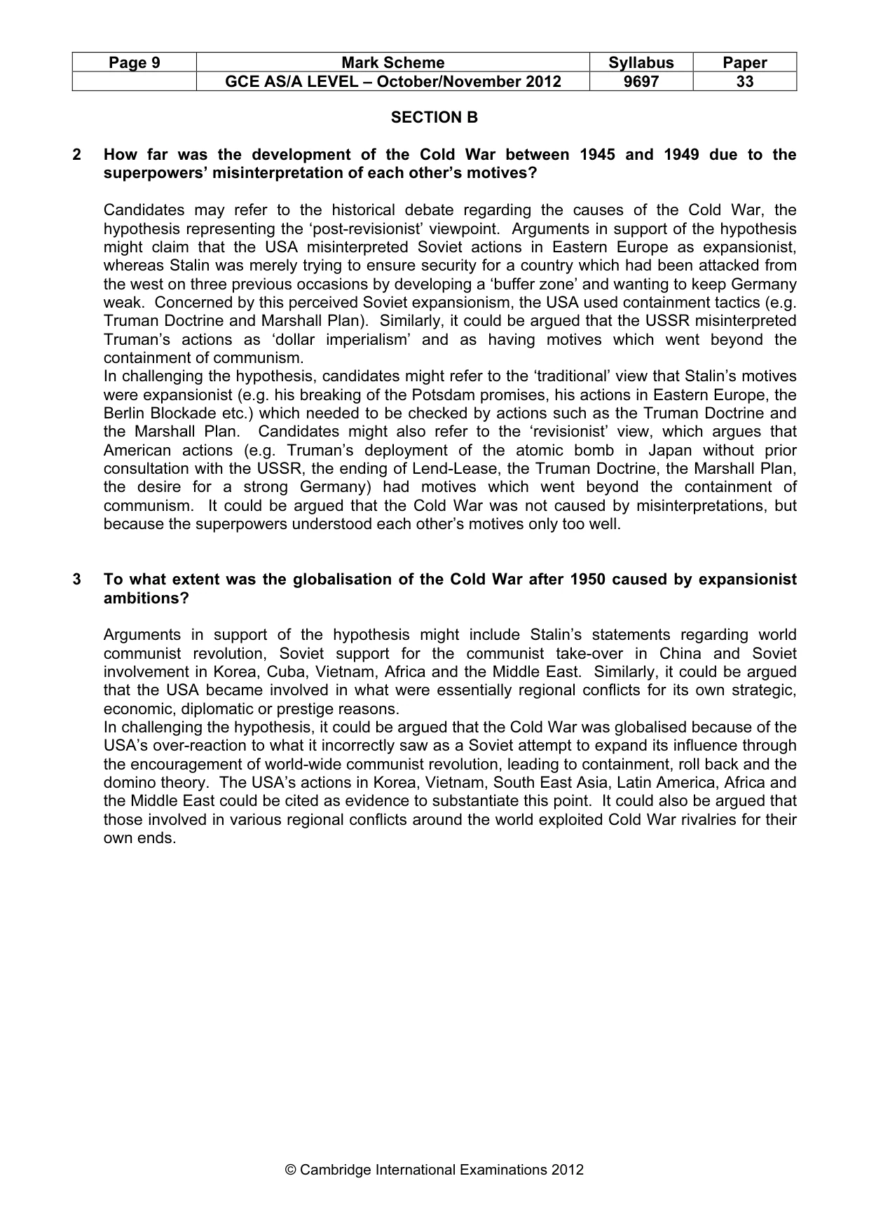 Mark scheme, page 9 of 12