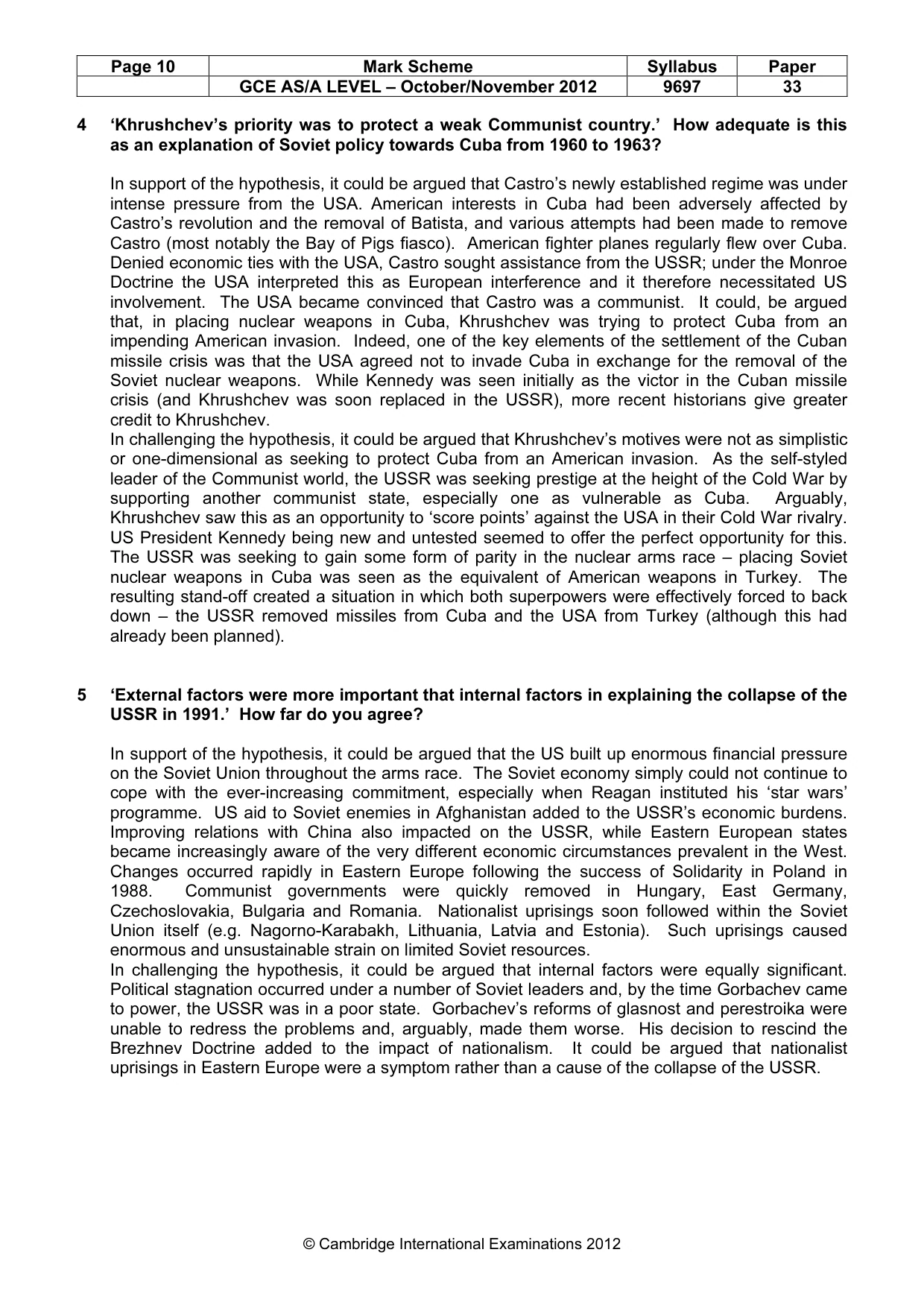 Mark scheme, page 10 of 12