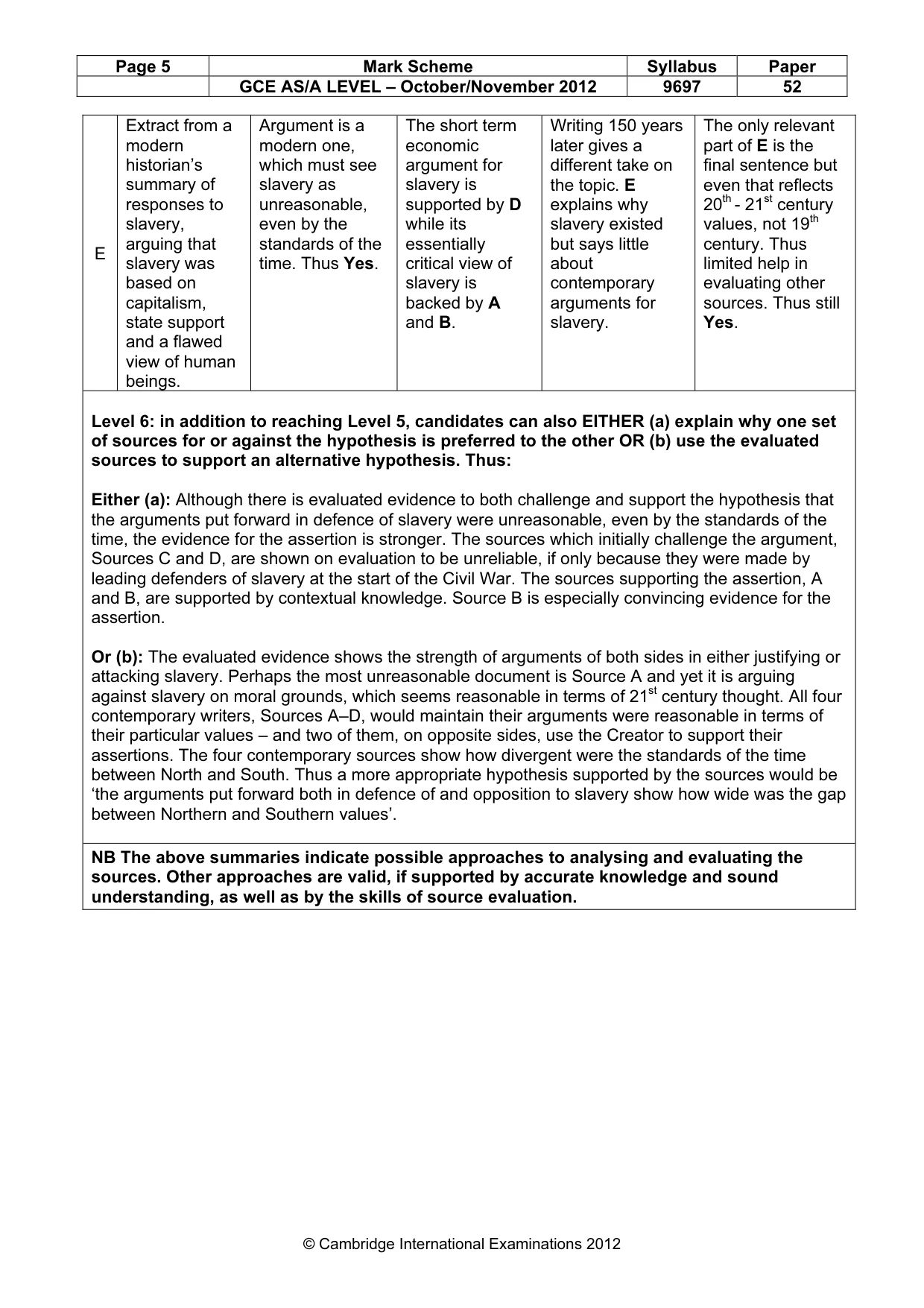 Mark scheme, page 5 of 10