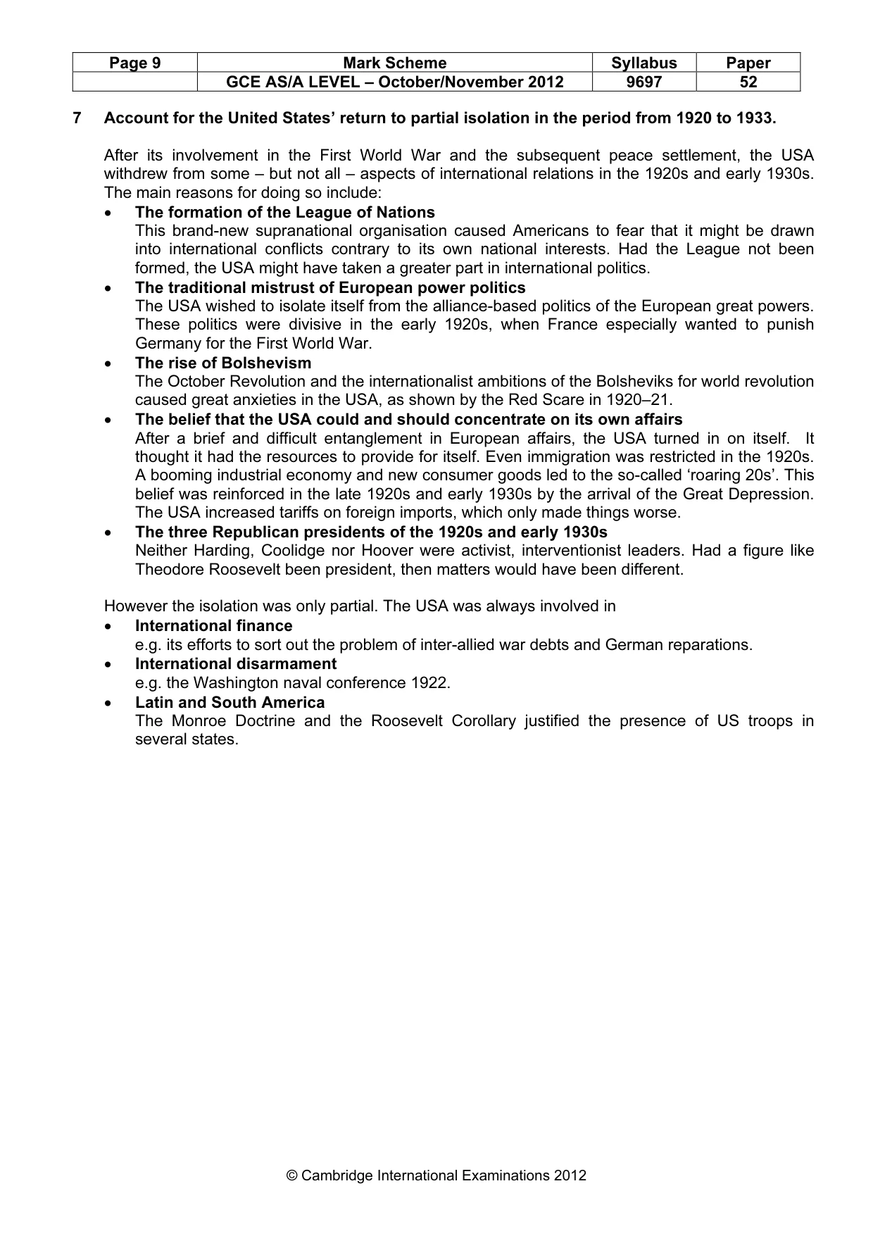 Mark scheme, page 9 of 10