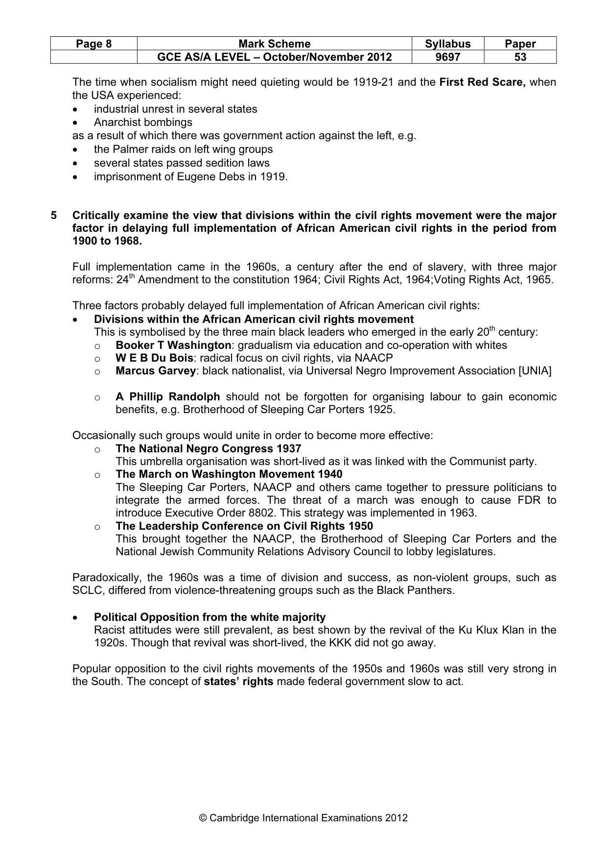 Mark scheme, page 8 of 11