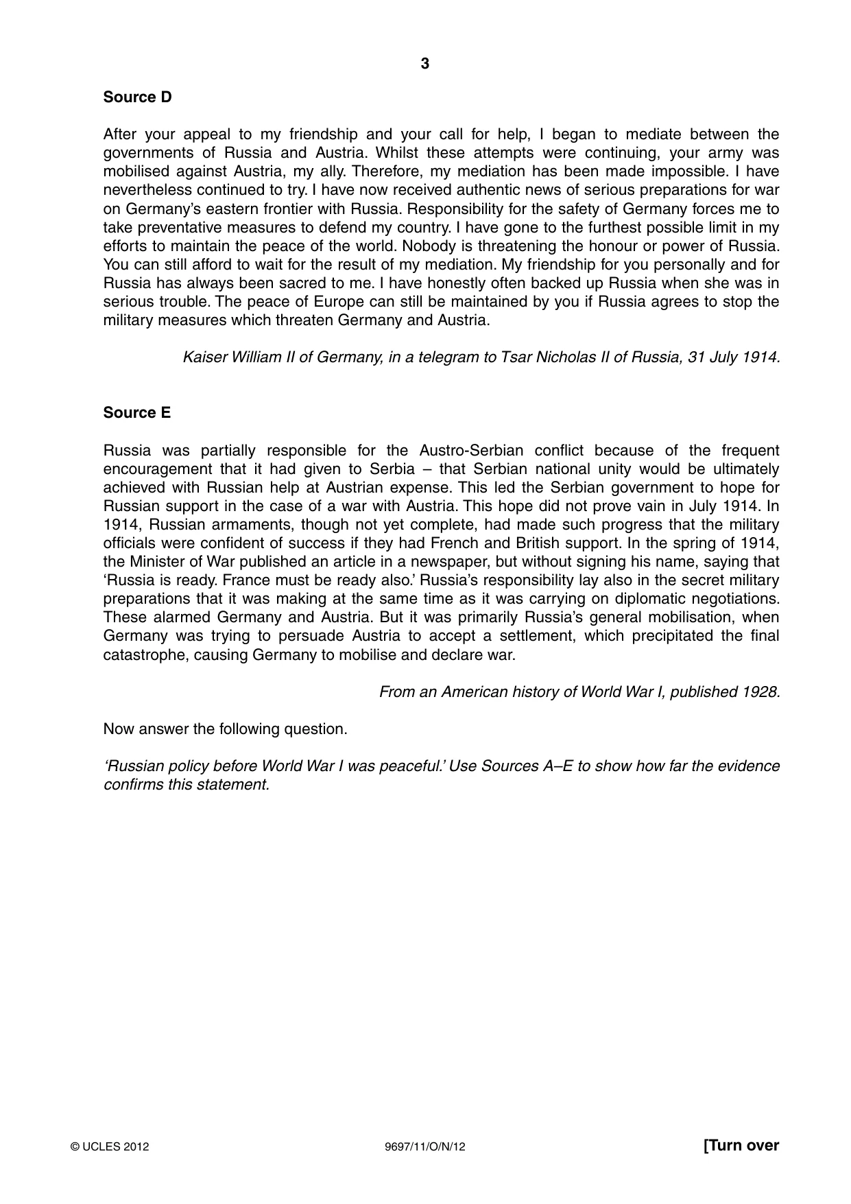 Cambridge A Level History (pre-2015) 9697 2012 Oct/Nov Paper 1 · Variant 1 question paper, page 3 of 4