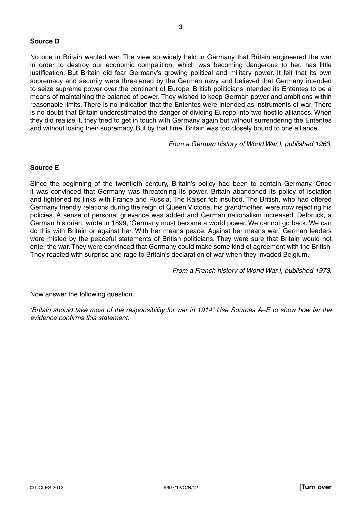 Cambridge A Level History (pre-2015) 9697 2012 Oct/Nov Paper 1 · Variant 2 question paper, page 3 of 4