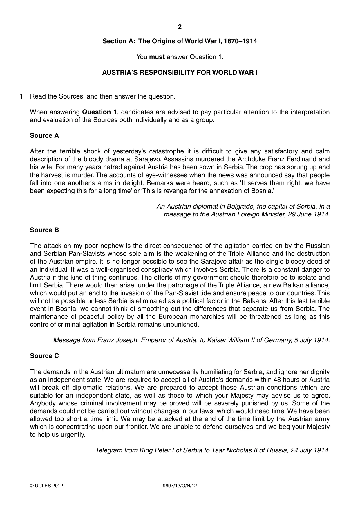 Cambridge A Level History (pre-2015) 9697 2012 Oct/Nov Paper 1 · Variant 3 question paper, page 2 of 4