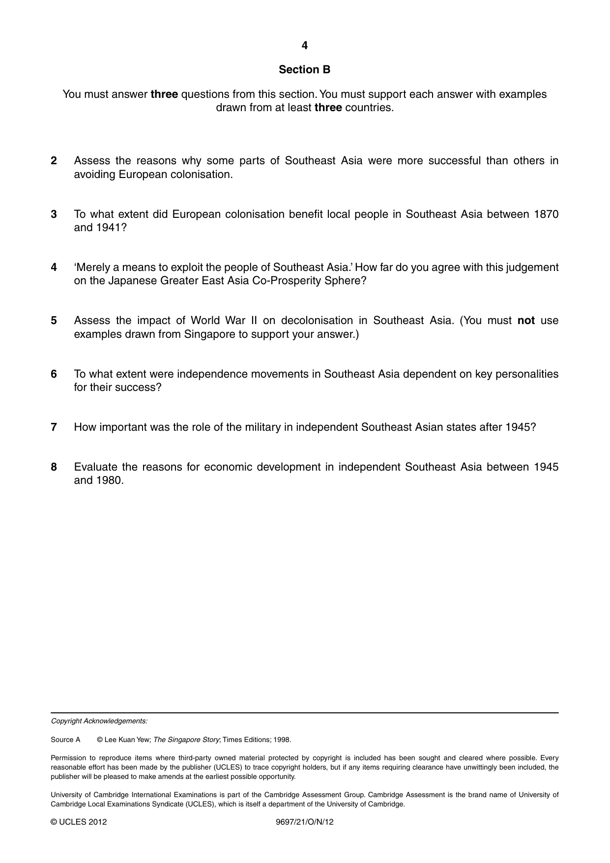Cambridge A Level History (pre-2015) 9697 2012 Oct/Nov Paper 2 · Variant 1 question paper, page 4 of 4