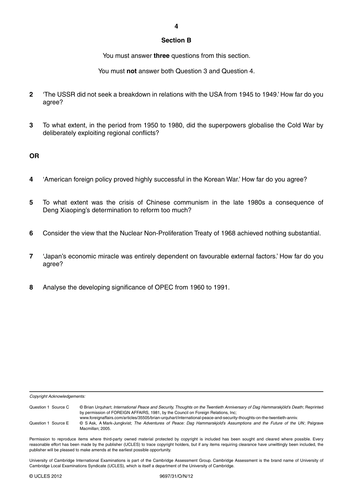Cambridge A Level History (pre-2015) 9697 2012 Oct/Nov Paper 3 · Variant 1 question paper, page 4 of 4