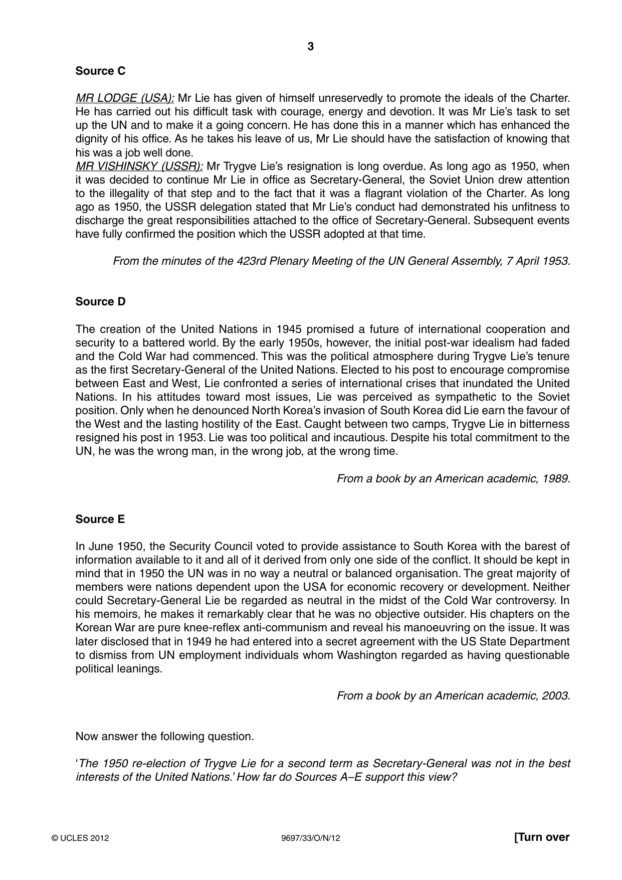 Cambridge A Level History (pre-2015) 9697 2012 Oct/Nov Paper 3 · Variant 3 question paper, page 3 of 4