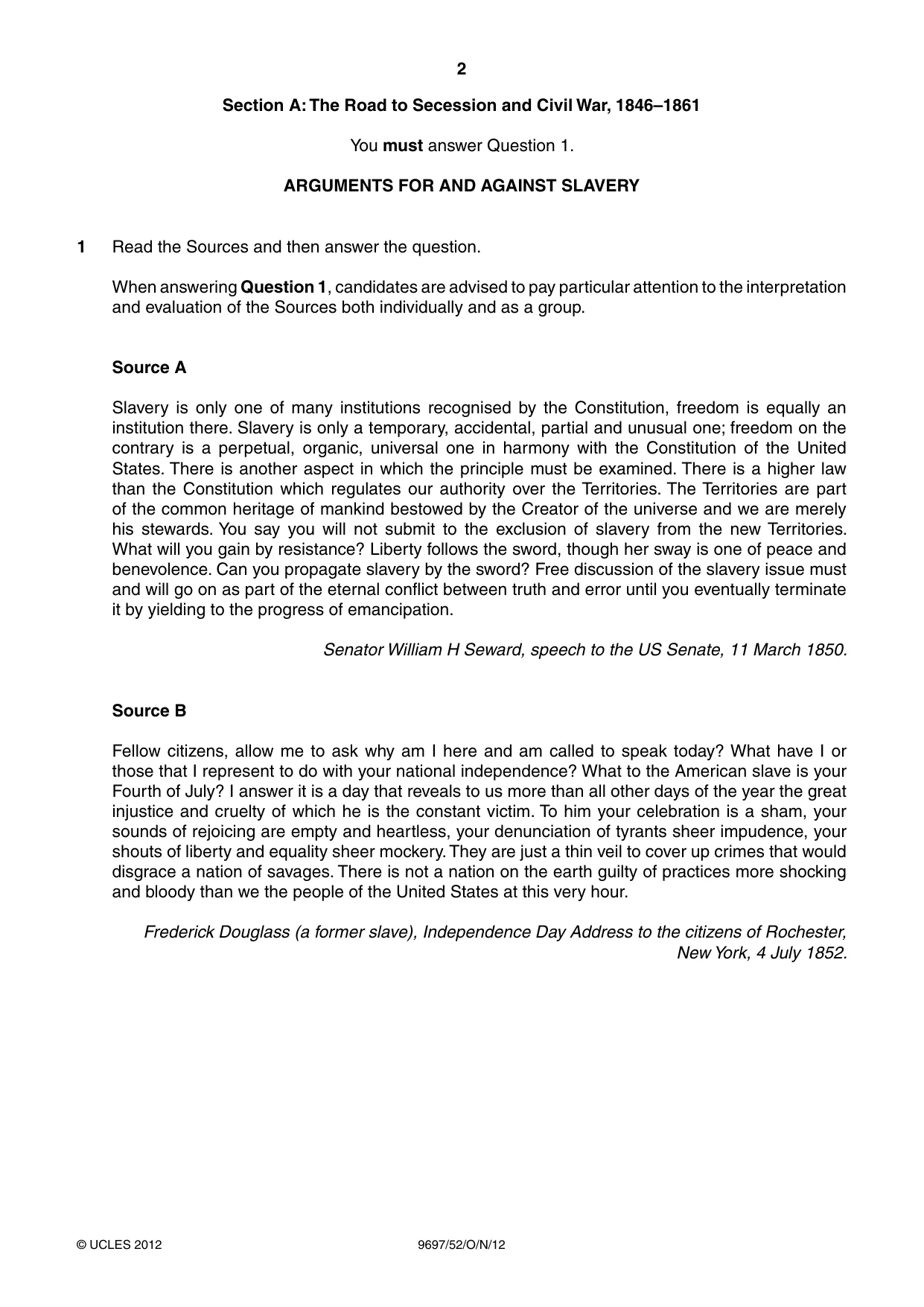 Cambridge A Level History (pre-2015) 9697 2012 Oct/Nov Paper 5 · Variant 2 question paper, page 2 of 4