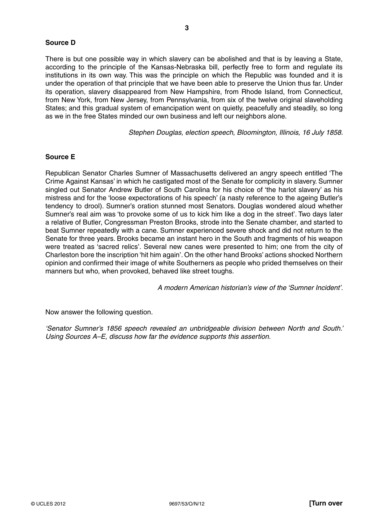 Cambridge A Level History (pre-2015) 9697 2012 Oct/Nov Paper 5 · Variant 3 question paper, page 3 of 4