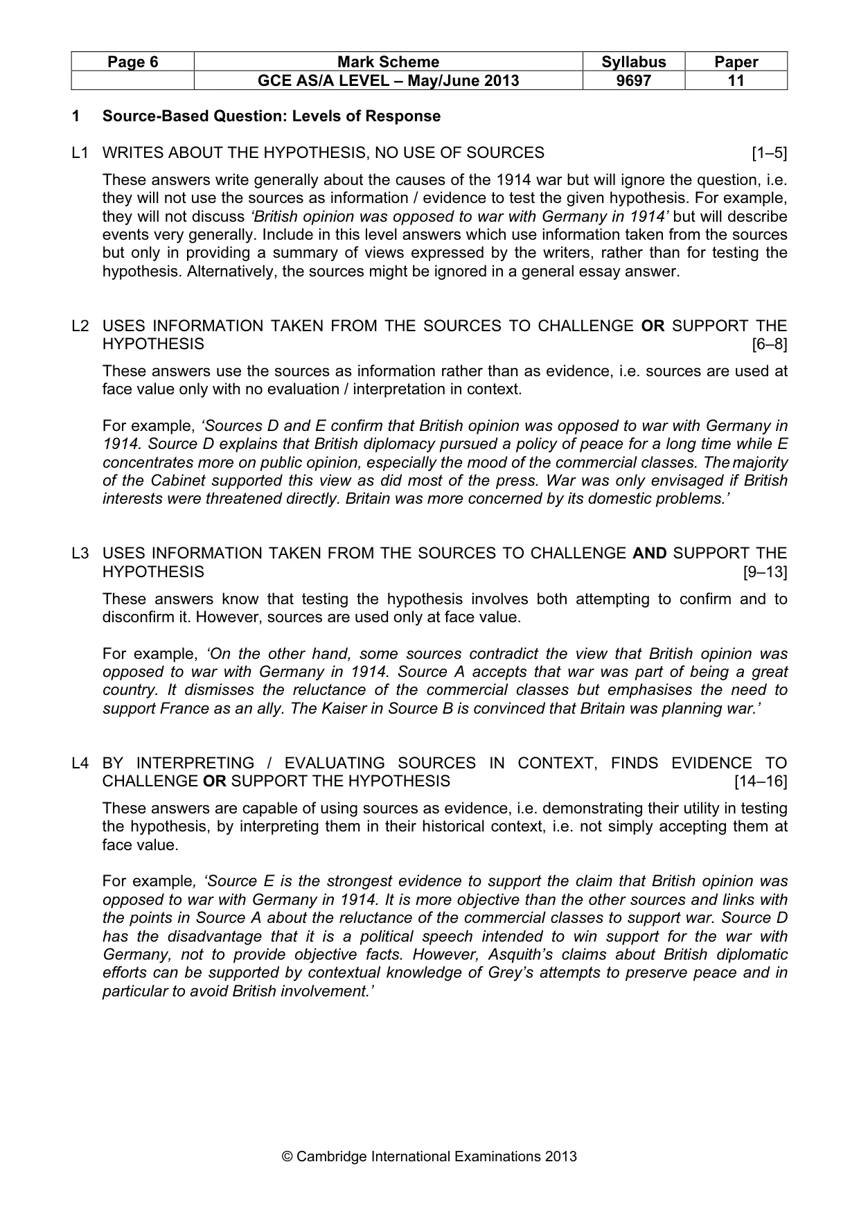 Mark scheme, page 6 of 10