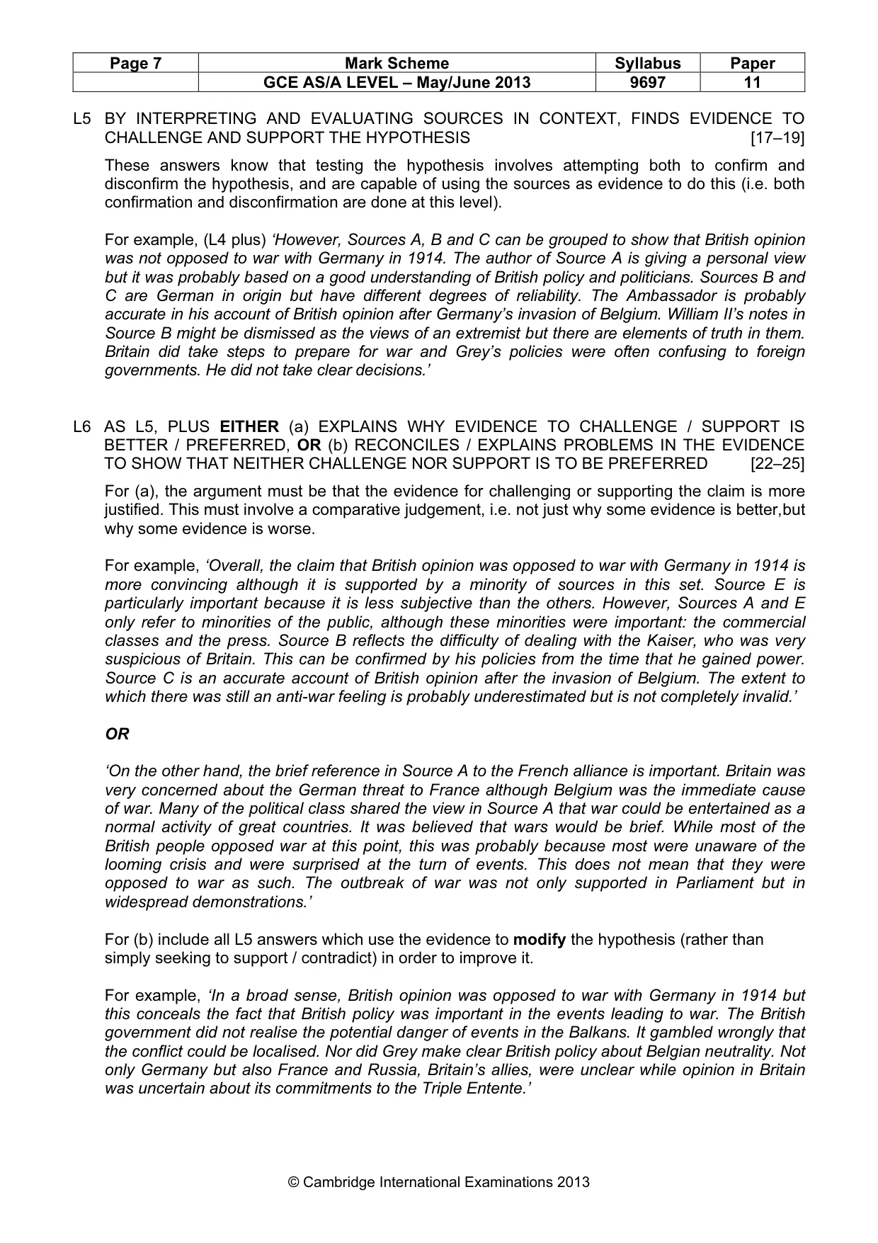 Mark scheme, page 7 of 10