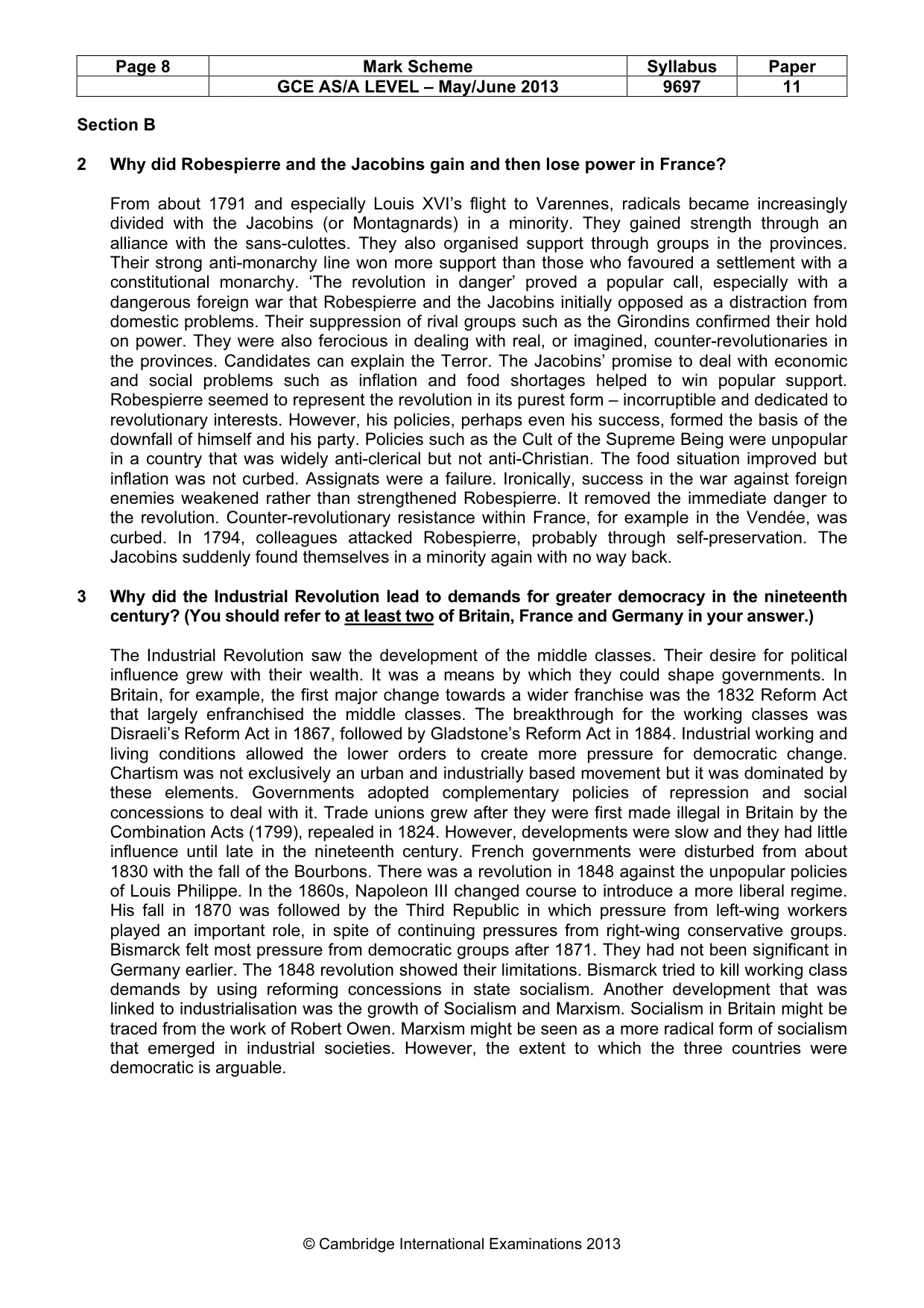 Mark scheme, page 8 of 10