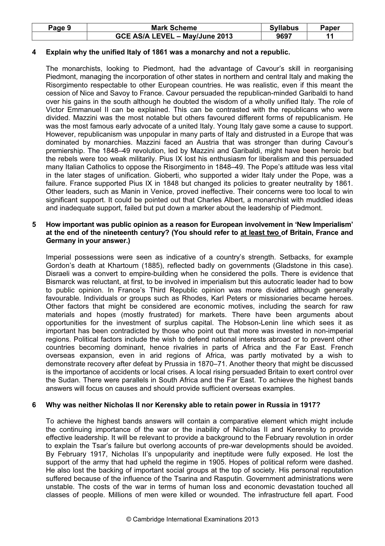 Mark scheme, page 9 of 10
