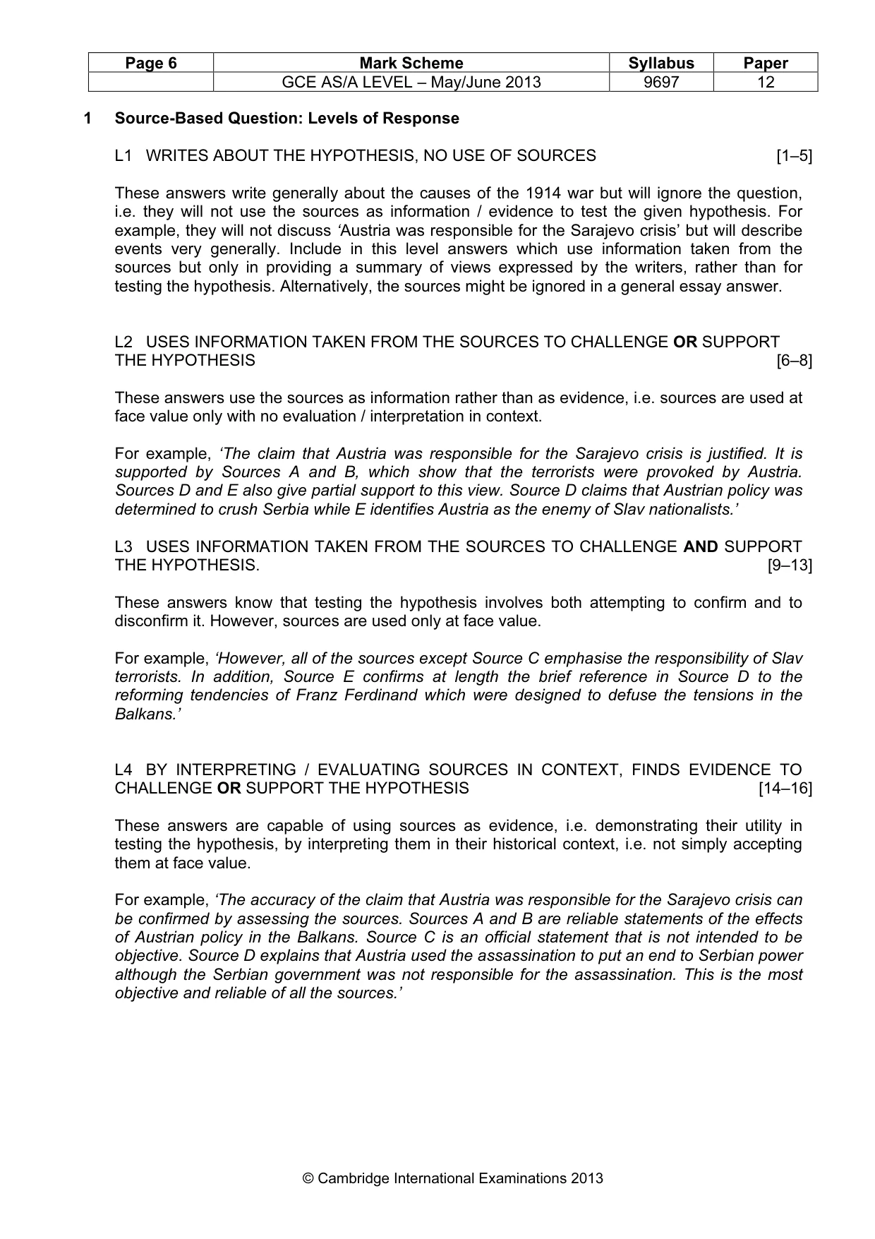 Mark scheme, page 6 of 10