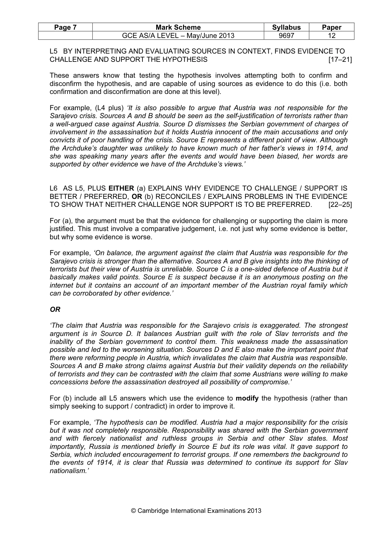 Mark scheme, page 7 of 10