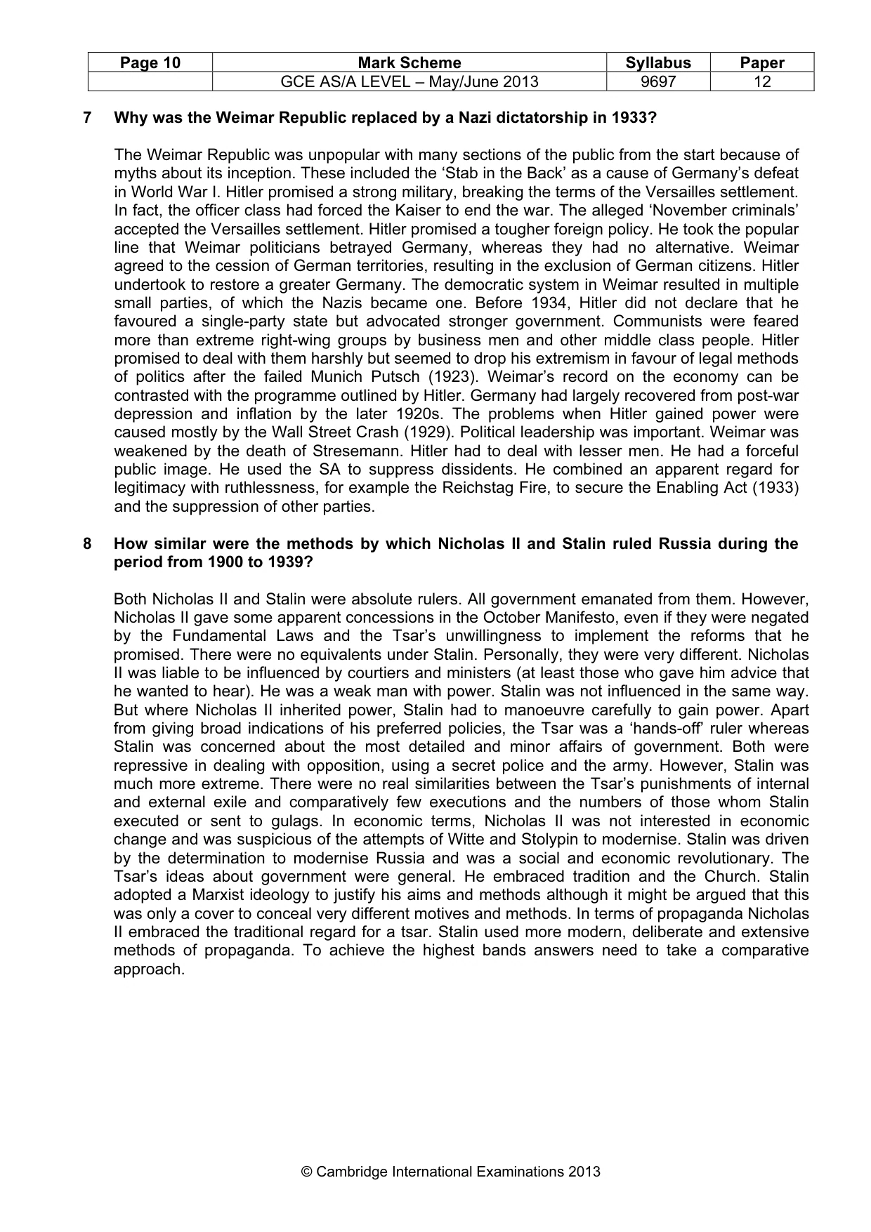 Mark scheme, page 10 of 10