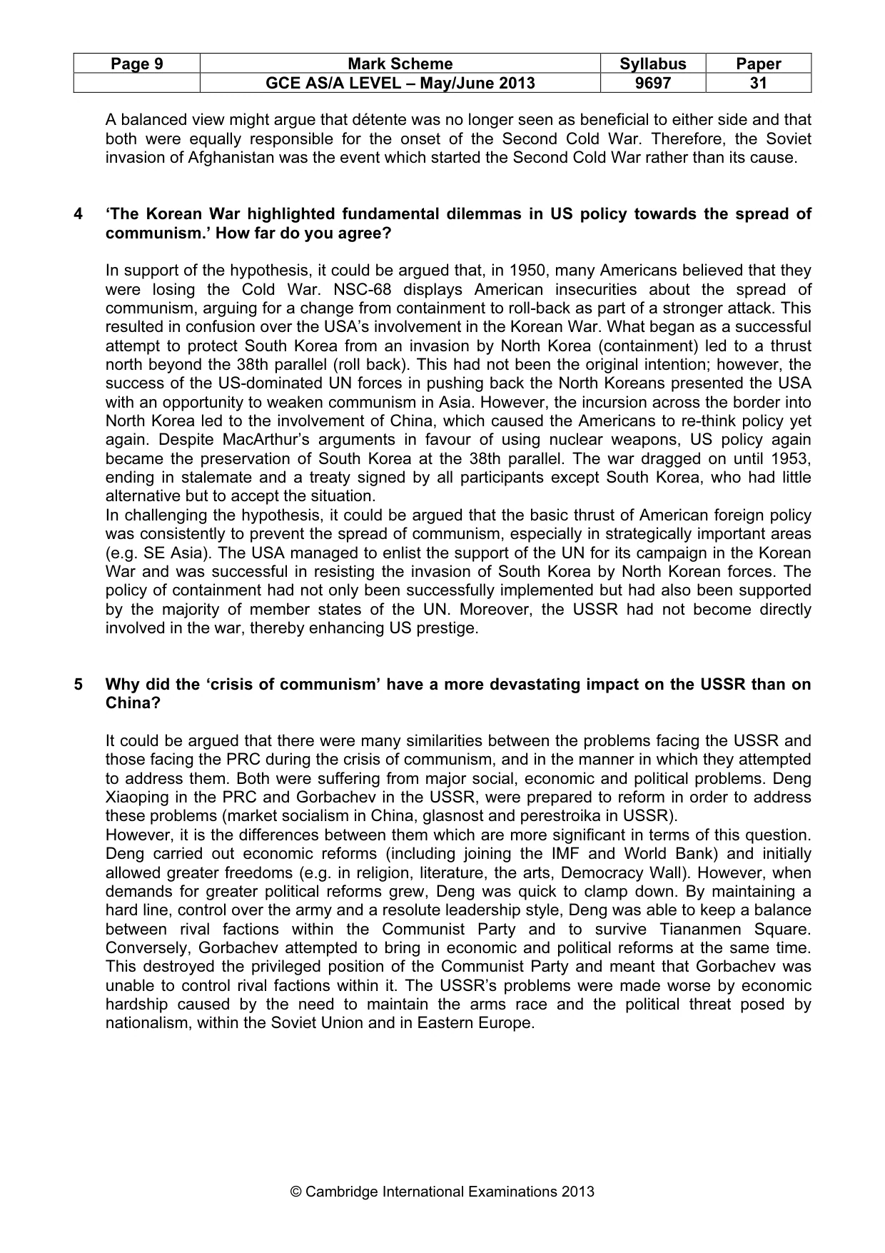 Mark scheme, page 9 of 11