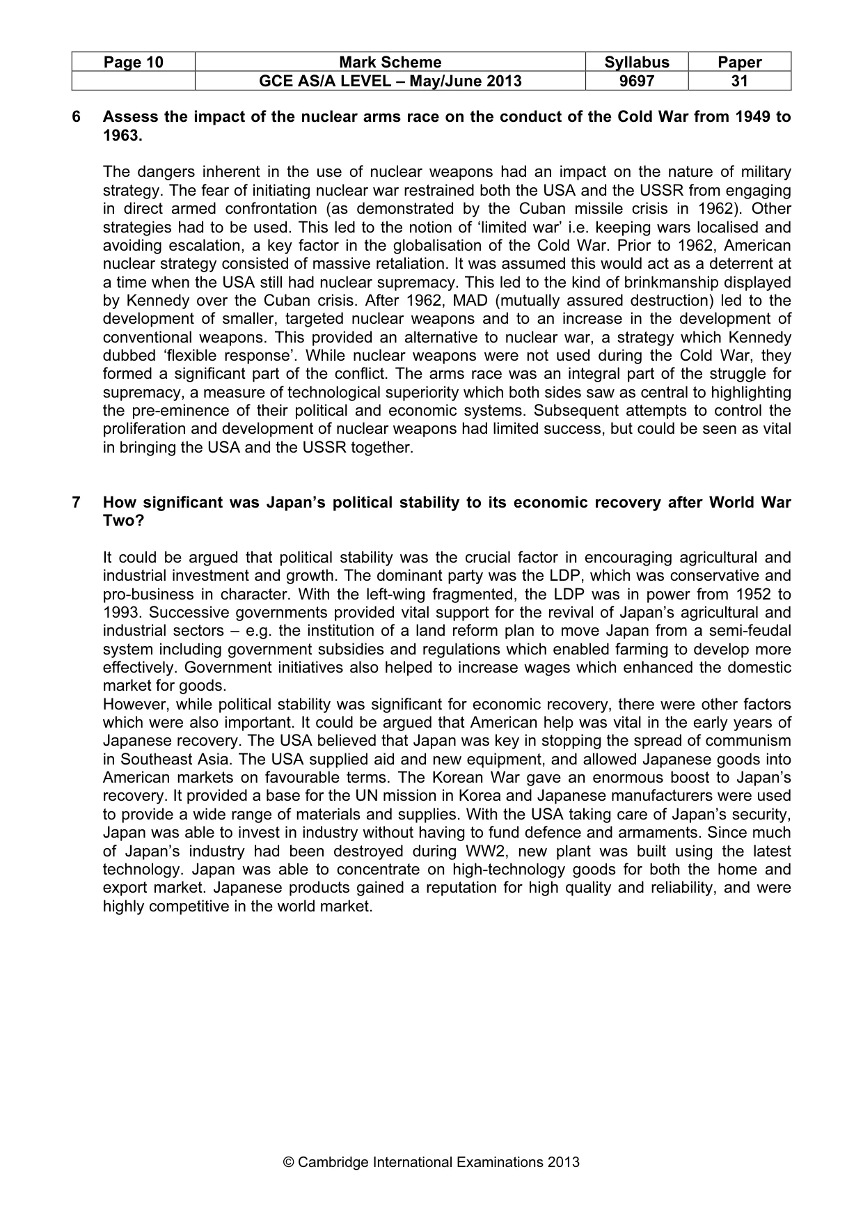 Mark scheme, page 10 of 11