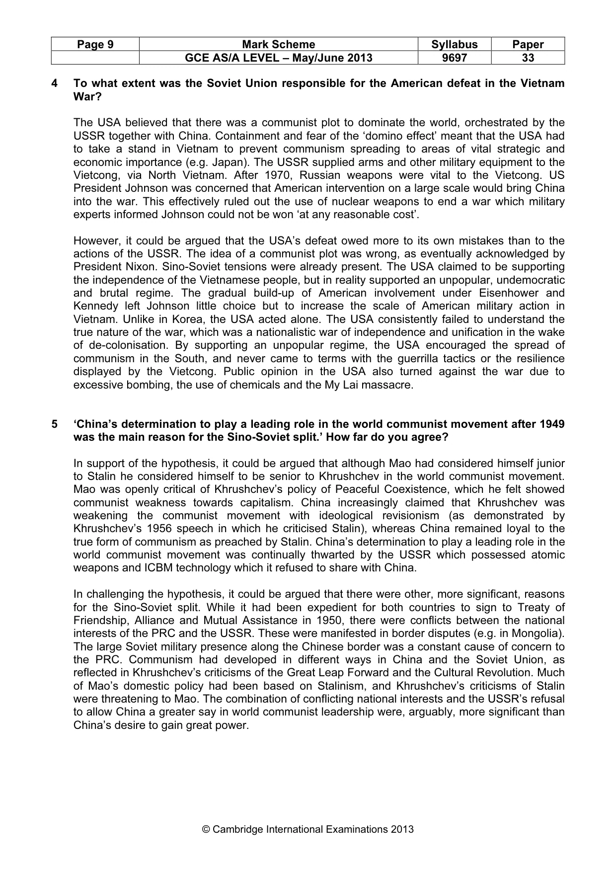 Mark scheme, page 9 of 11