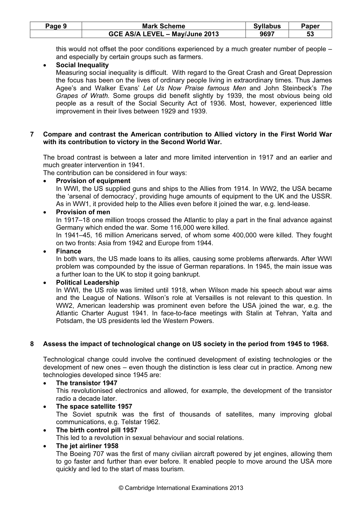 Mark scheme, page 9 of 10