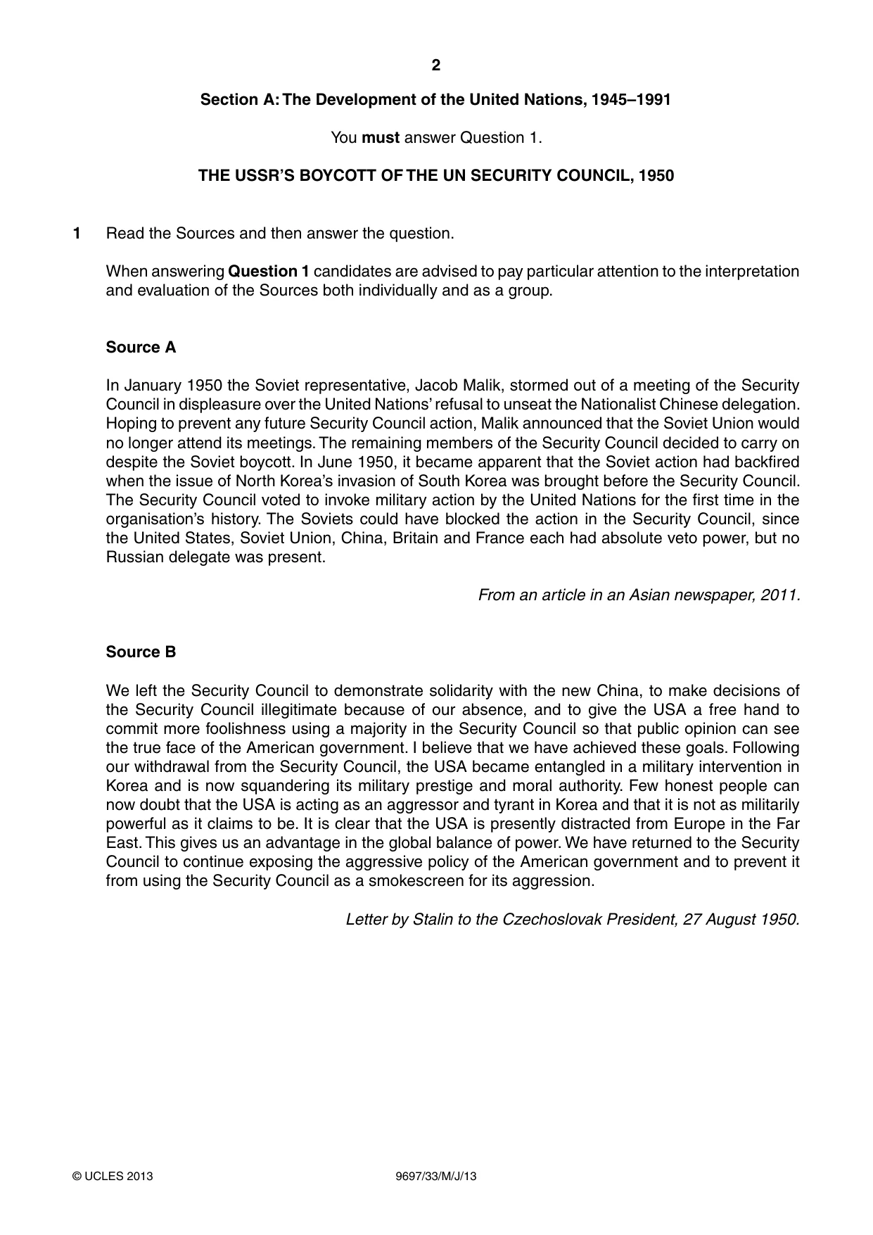Cambridge A Level History (pre-2015) 9697 2013 May/June Paper 3 · Variant 3 question paper, page 2 of 4