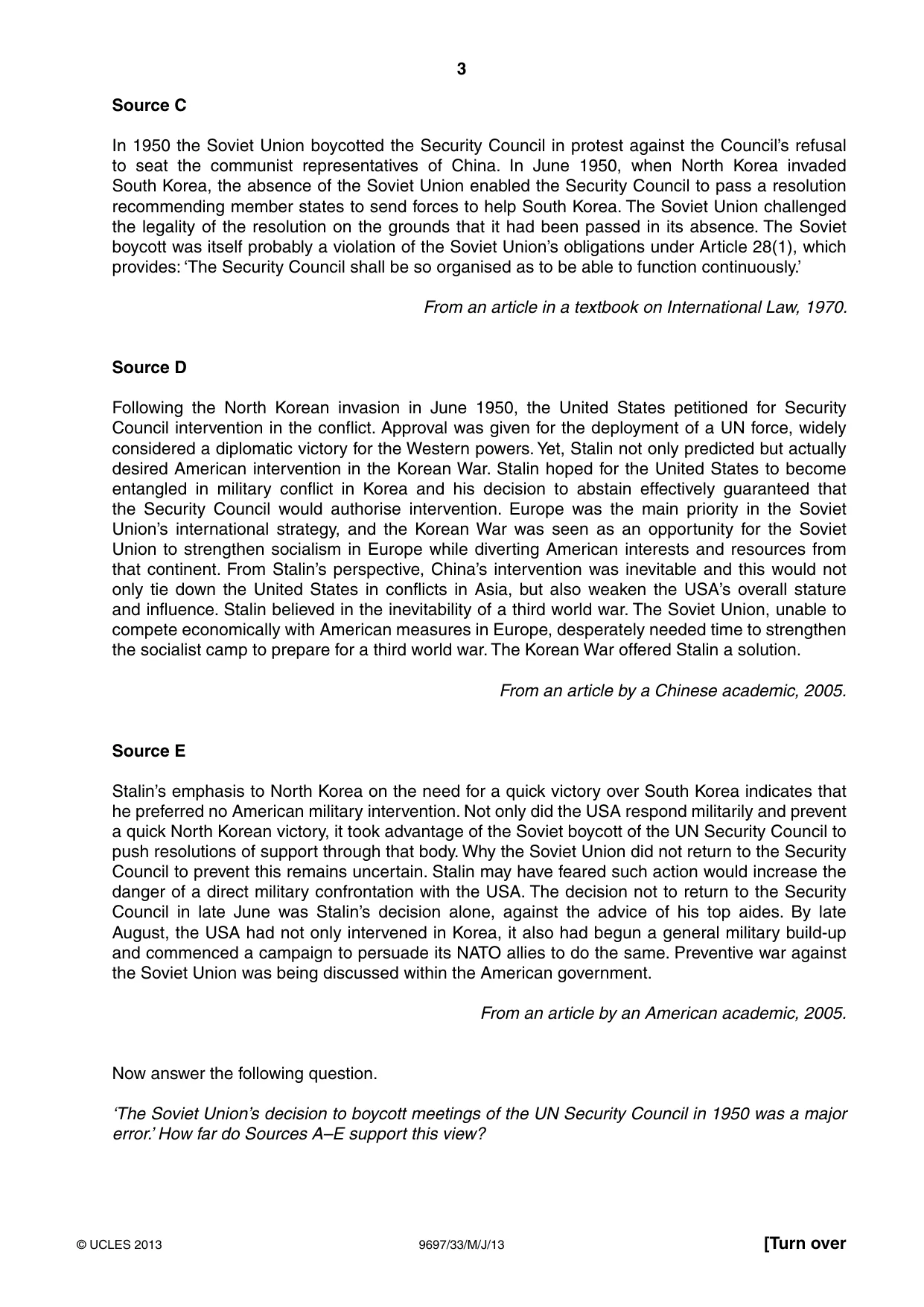 Cambridge A Level History (pre-2015) 9697 2013 May/June Paper 3 · Variant 3 question paper, page 3 of 4