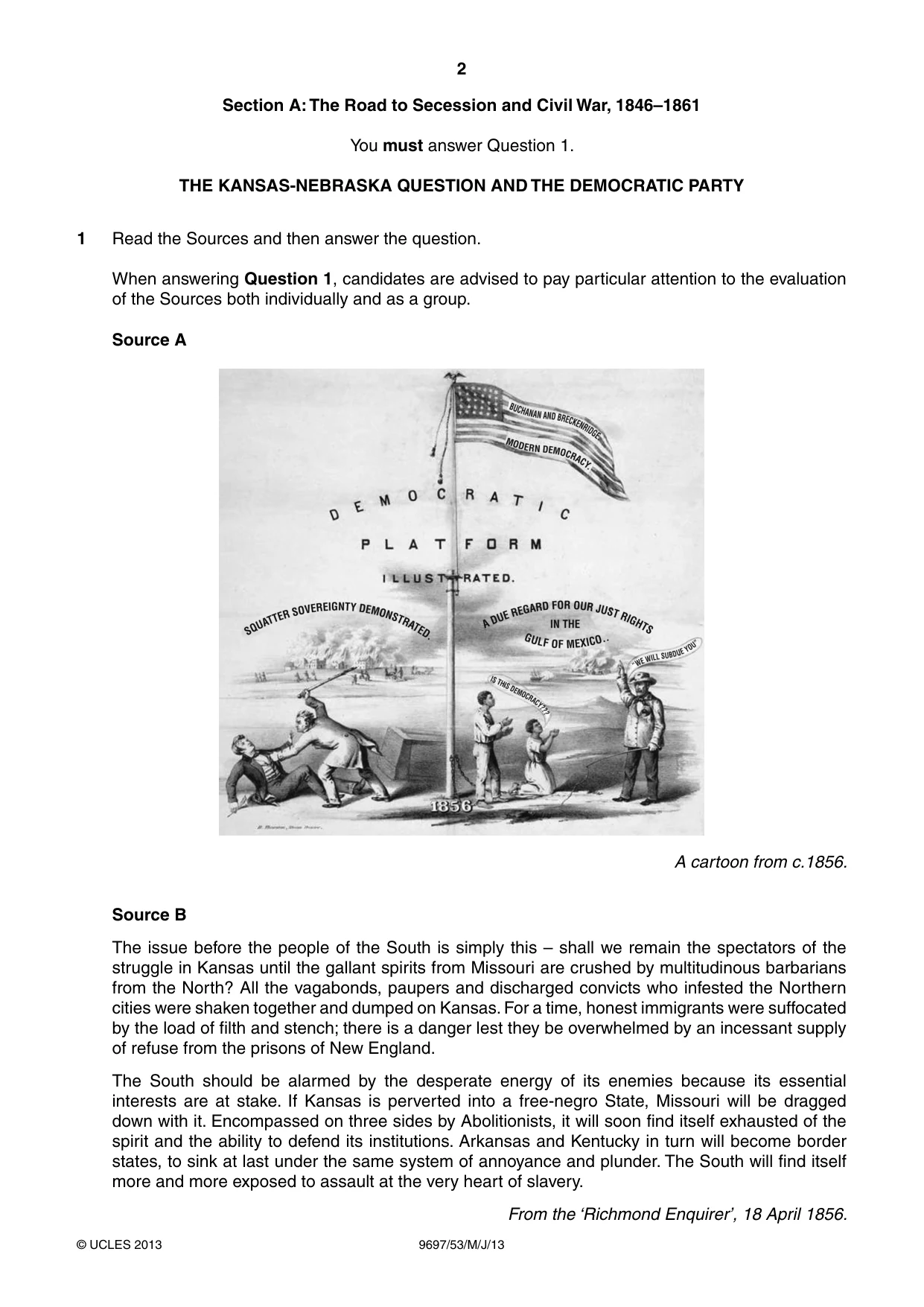 Cambridge A Level History (pre-2015) 9697 2013 May/June Paper 5 · Variant 3 question paper, page 2 of 4