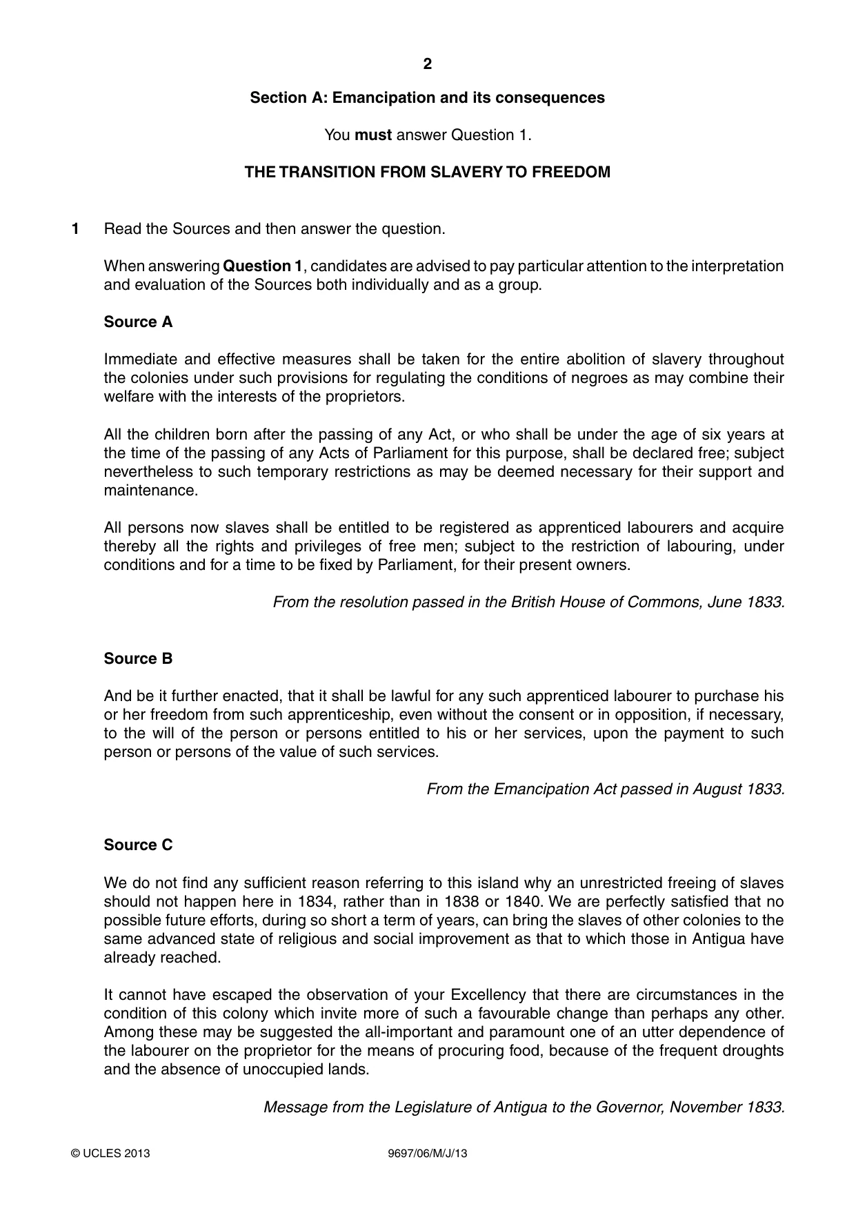 Cambridge A Level History (pre-2015) 9697 2013 May/June Paper 6 · Variant 1 question paper, page 2 of 4