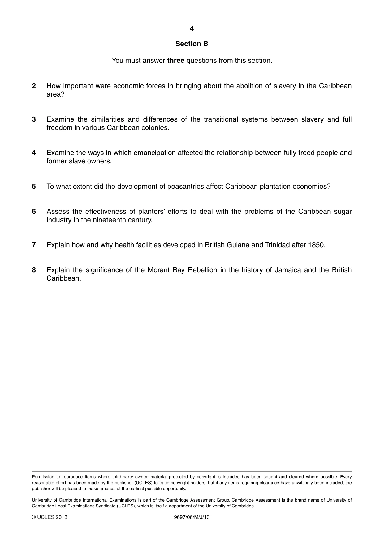 Cambridge A Level History (pre-2015) 9697 2013 May/June Paper 6 · Variant 1 question paper, page 4 of 4