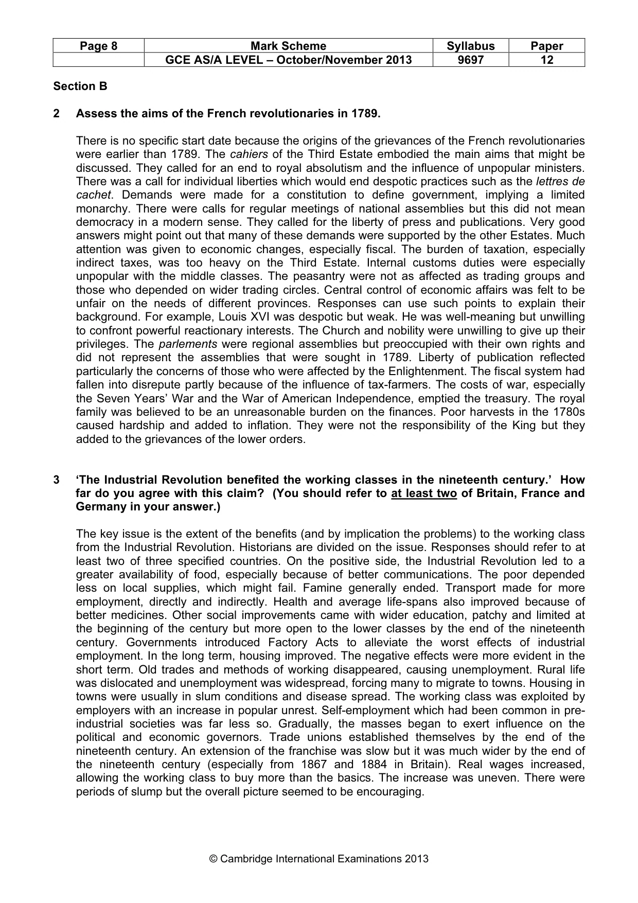 Mark scheme, page 8 of 11