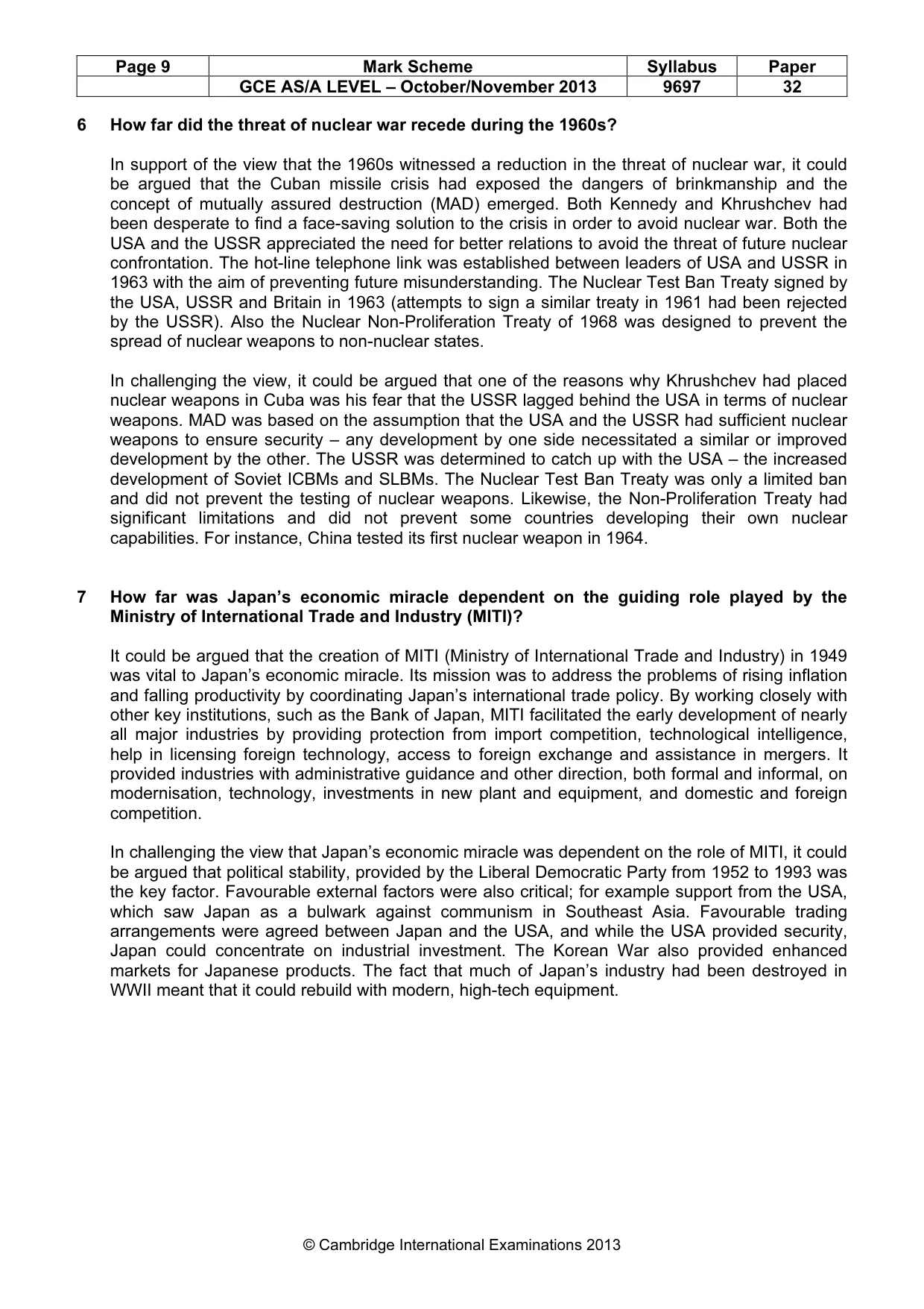 Mark scheme, page 9 of 10