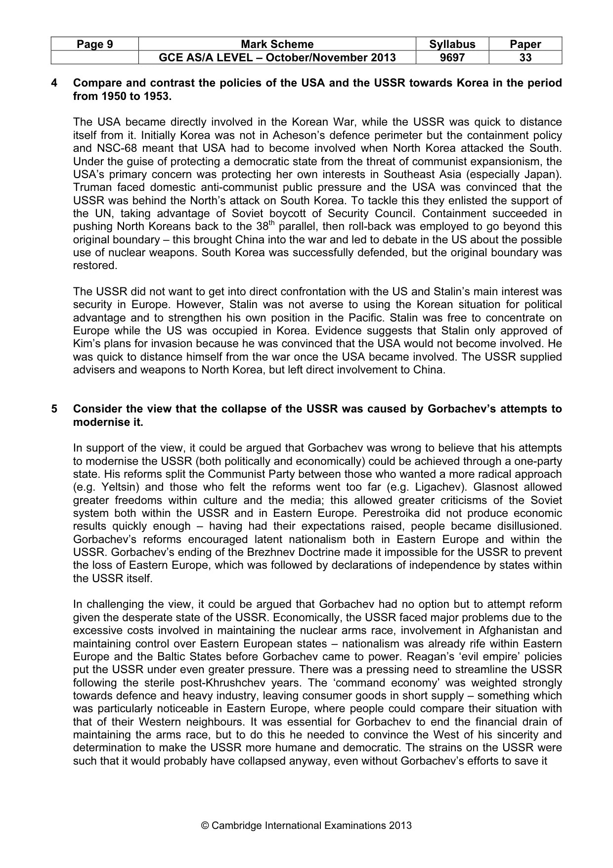 Mark scheme, page 9 of 11