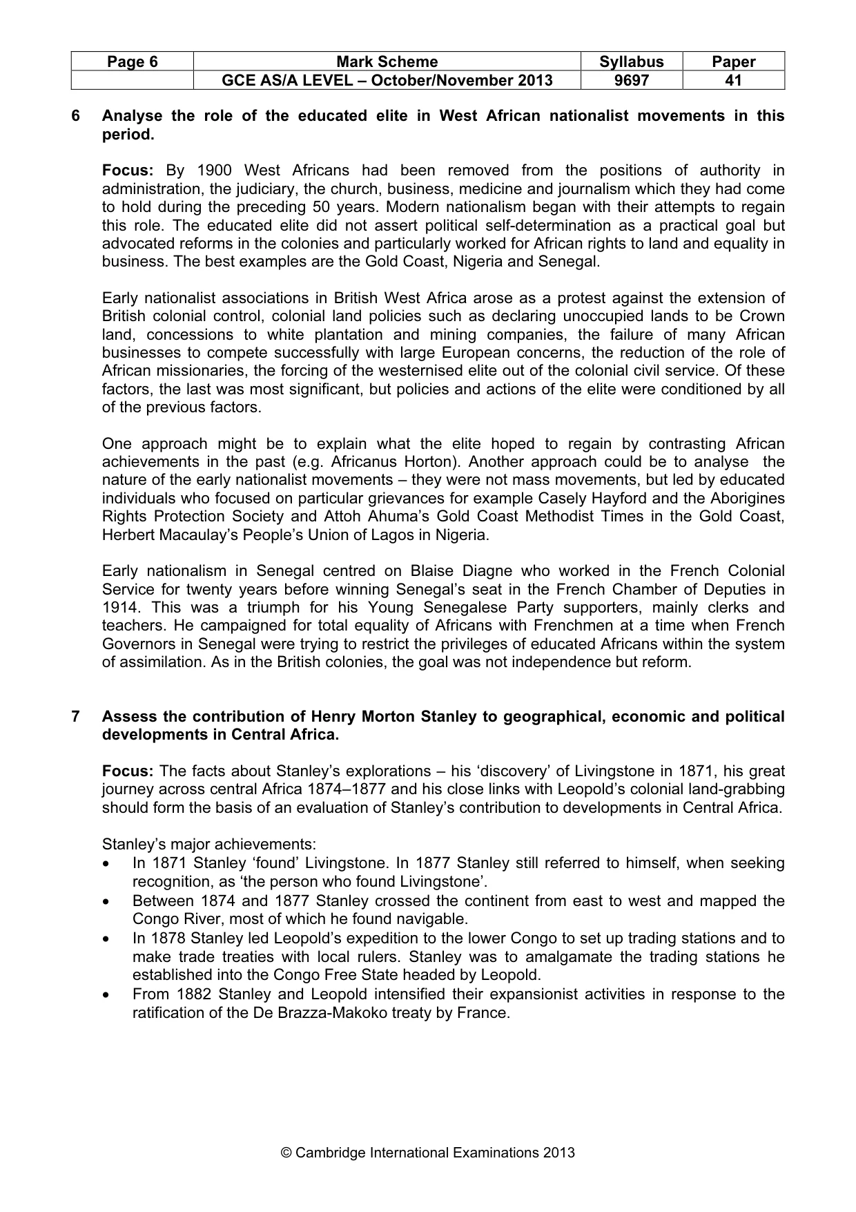 Mark scheme, page 6 of 8