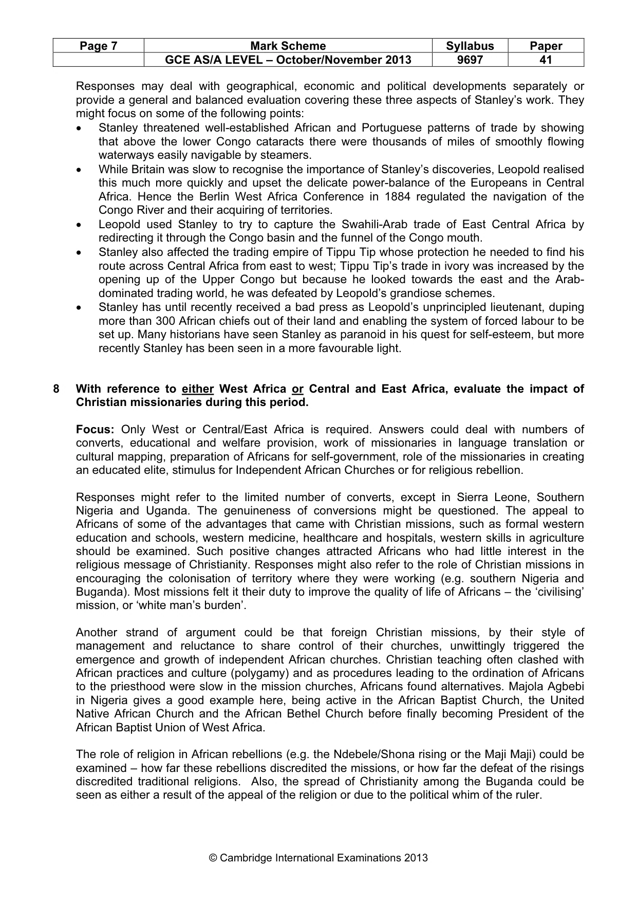 Mark scheme, page 7 of 8