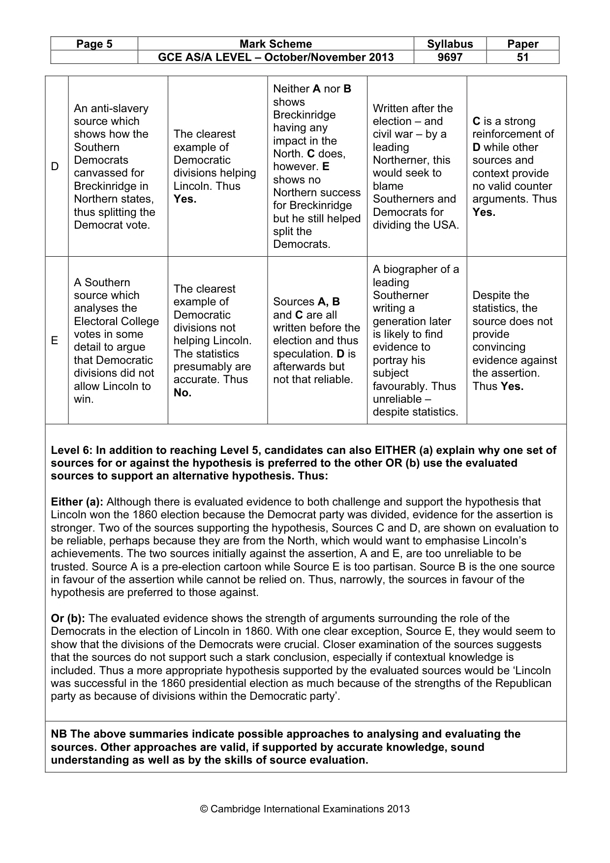 Mark scheme, page 5 of 10