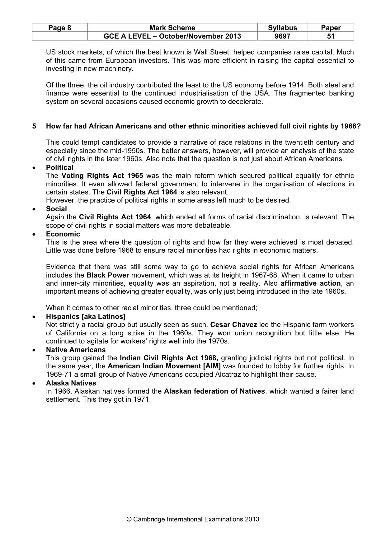 Mark scheme, page 8 of 10