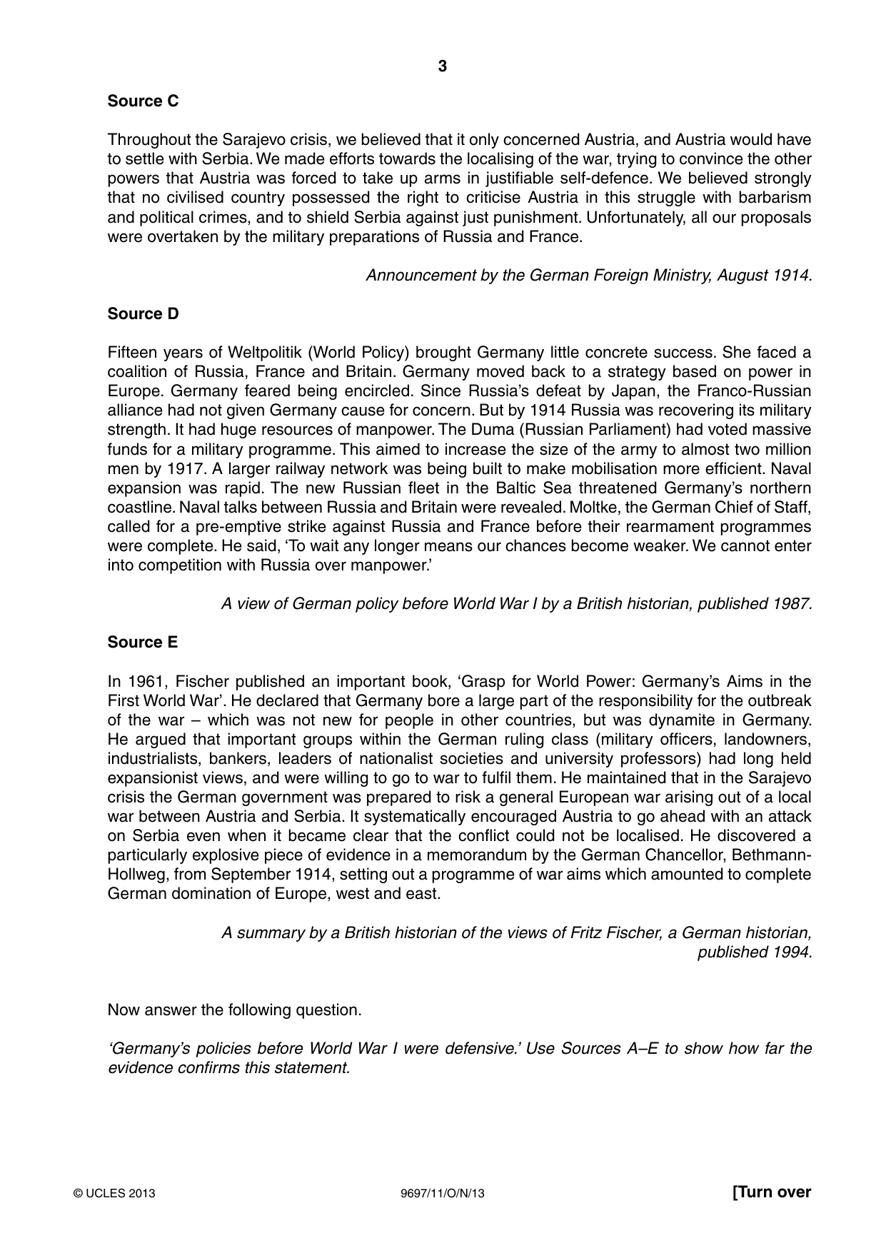Cambridge A Level History (pre-2015) 9697 2013 Oct/Nov Paper 1 · Variant 1 question paper, page 3 of 4