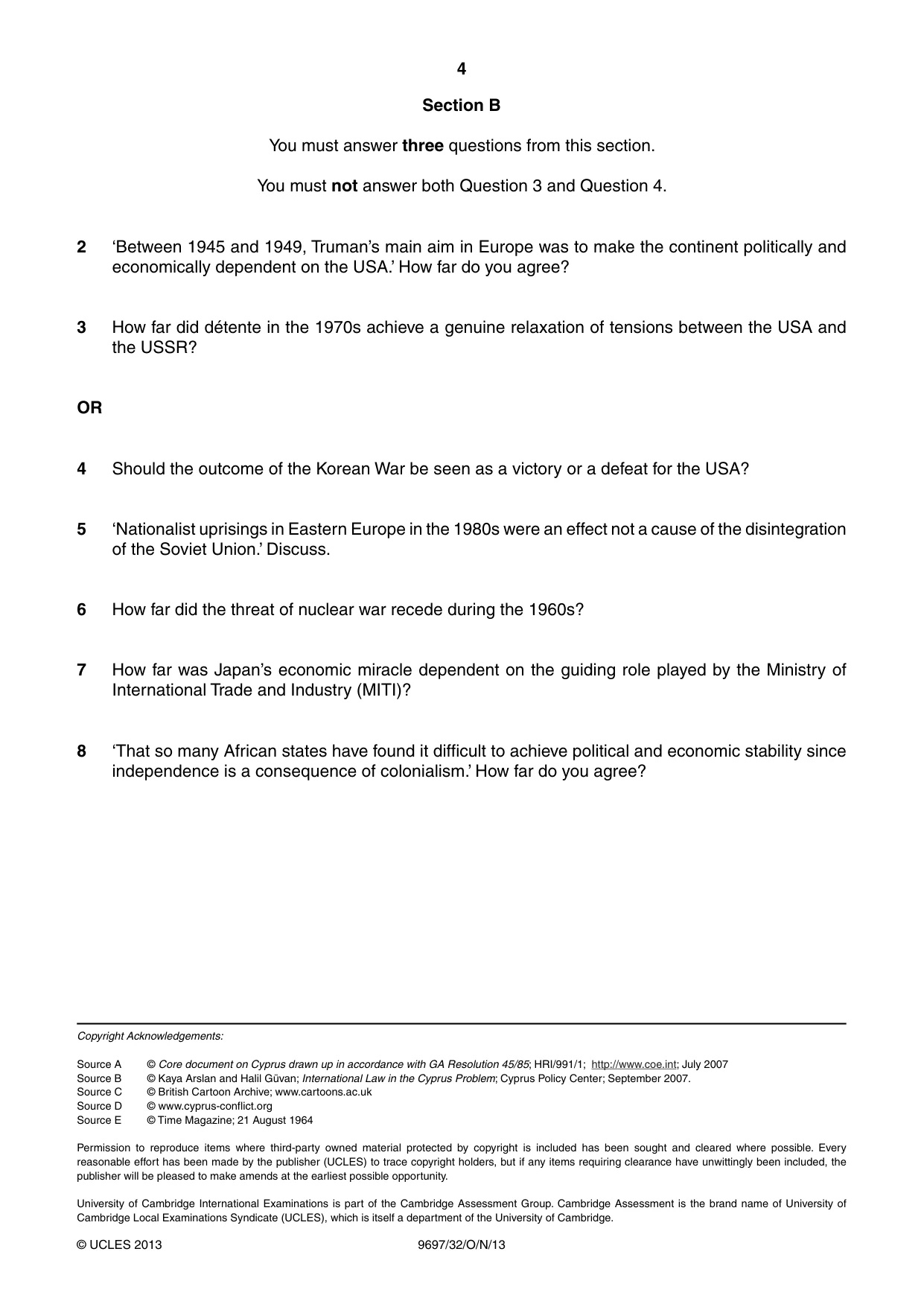 Cambridge A Level History (pre-2015) 9697 2013 Oct/Nov Paper 3 · Variant 2 question paper, page 4 of 4