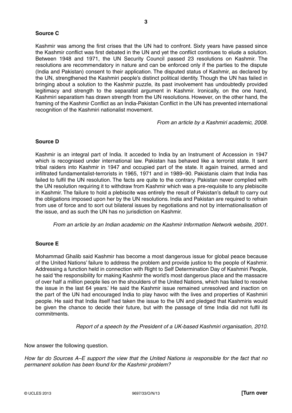 Cambridge A Level History (pre-2015) 9697 2013 Oct/Nov Paper 3 · Variant 3 question paper, page 3 of 4