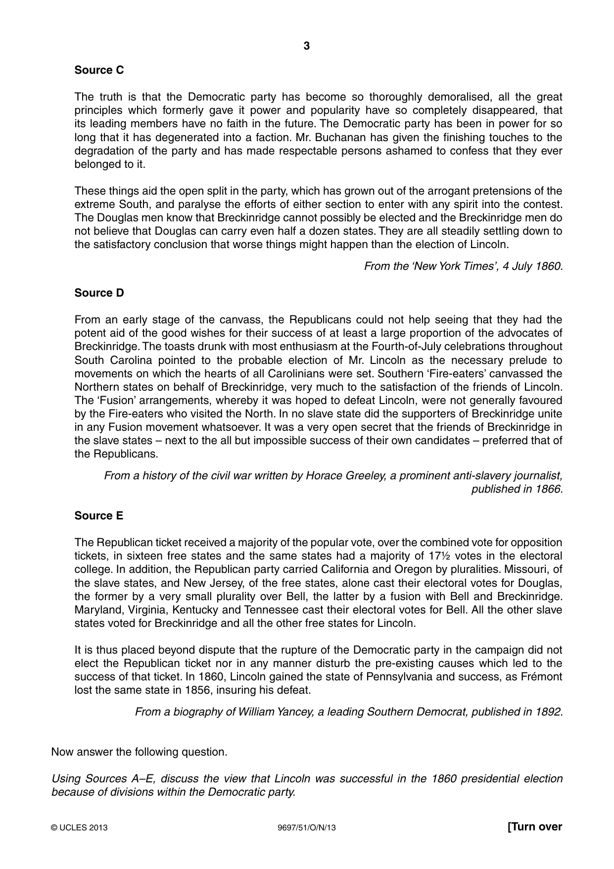 Cambridge A Level History (pre-2015) 9697 2013 Oct/Nov Paper 5 · Variant 1 question paper, page 3 of 4