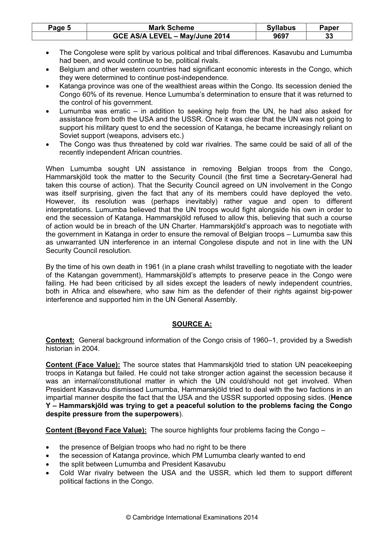 Mark scheme, page 5 of 14
