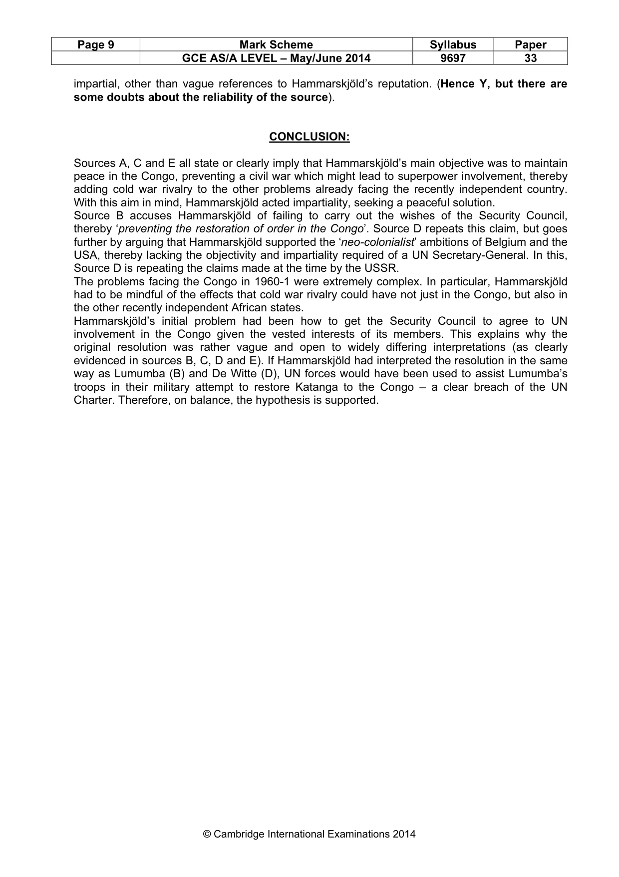 Mark scheme, page 9 of 14