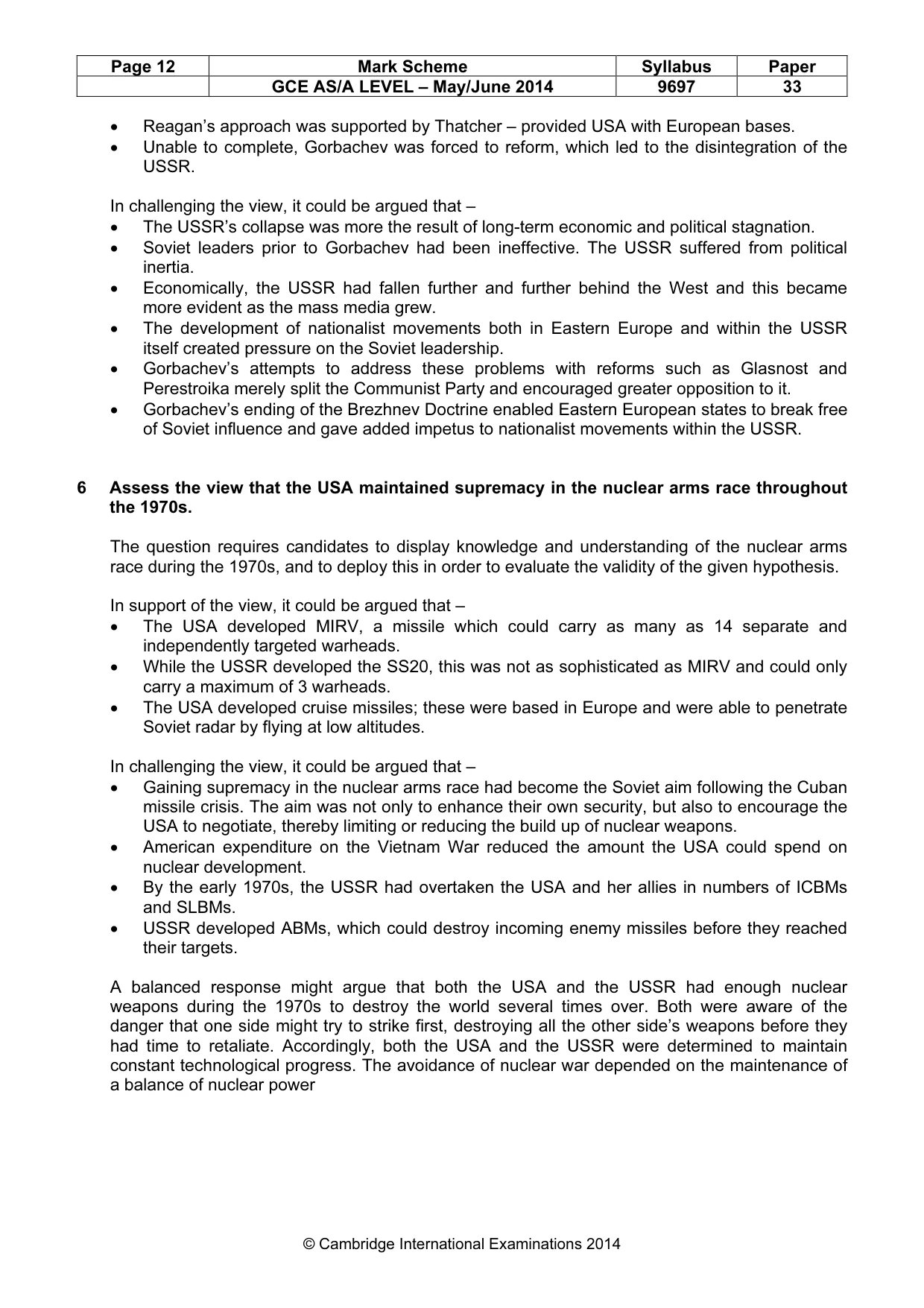 Mark scheme, page 12 of 14