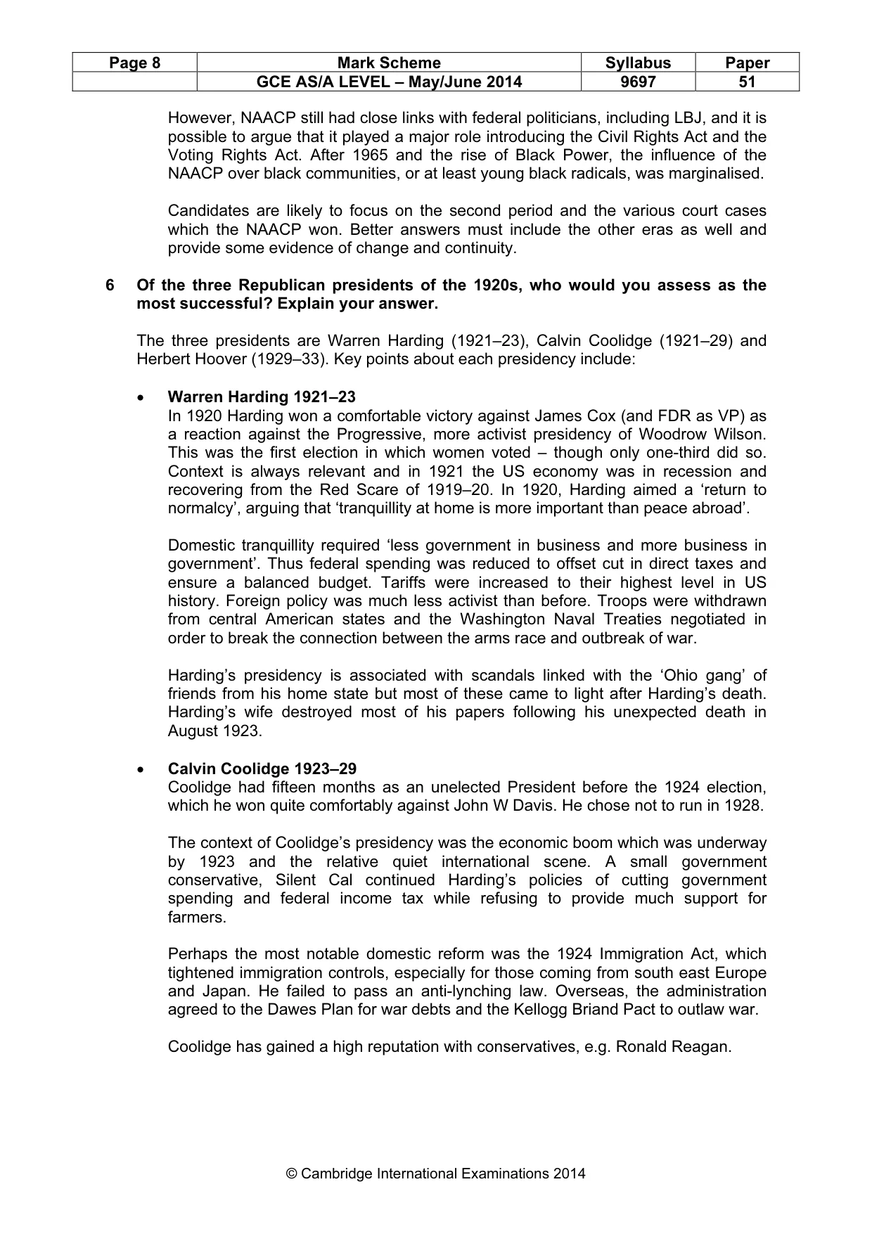 Mark scheme, page 8 of 11