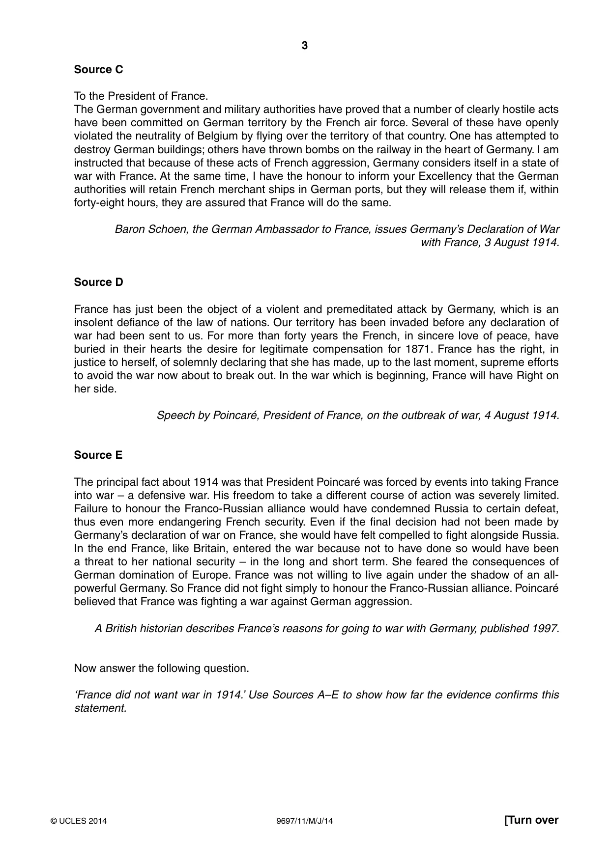 Cambridge A Level History (pre-2015) 9697 2014 May/June Paper 1 · Variant 1 question paper, page 3 of 4